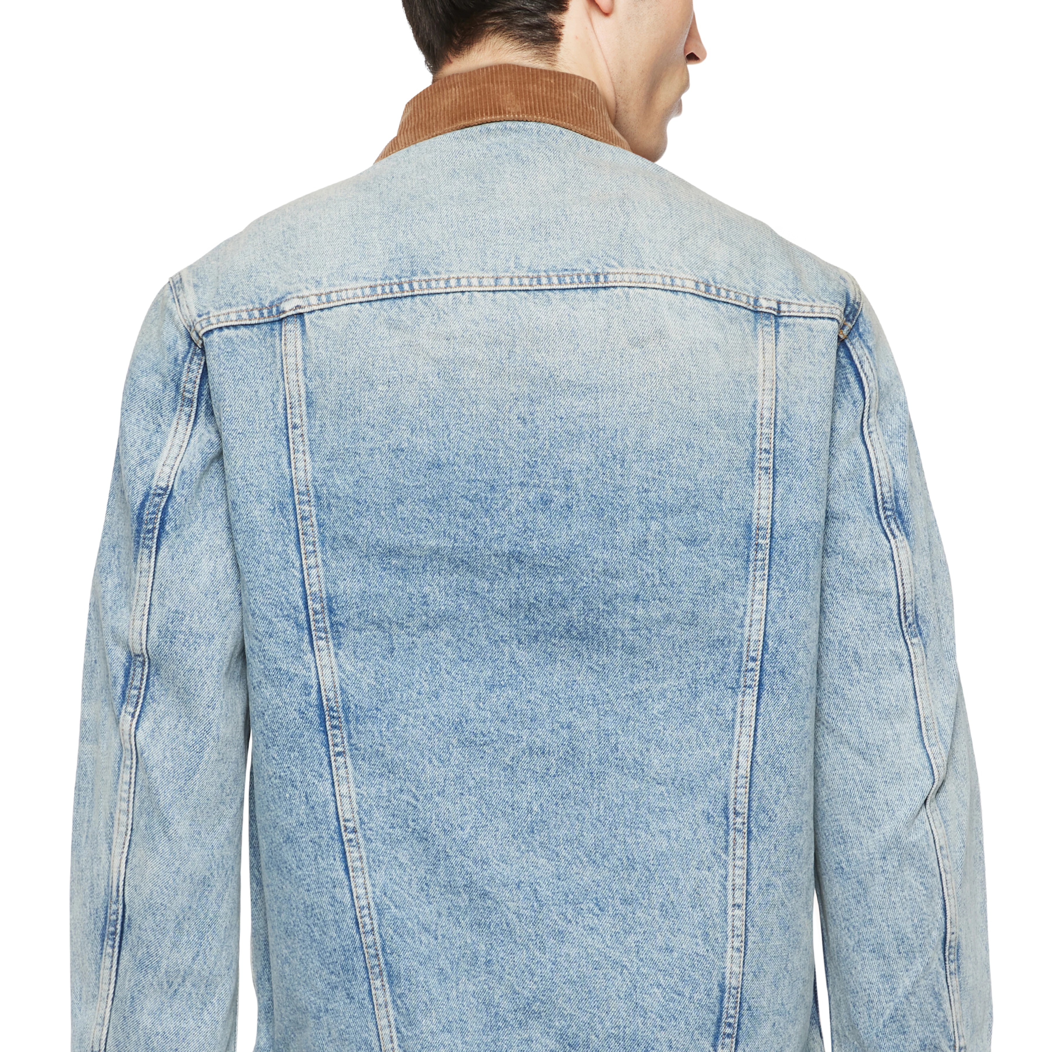 CESCON_K - Truckerjas in authentieke vintage wassing - heren - blauw - Detailansicht am Model