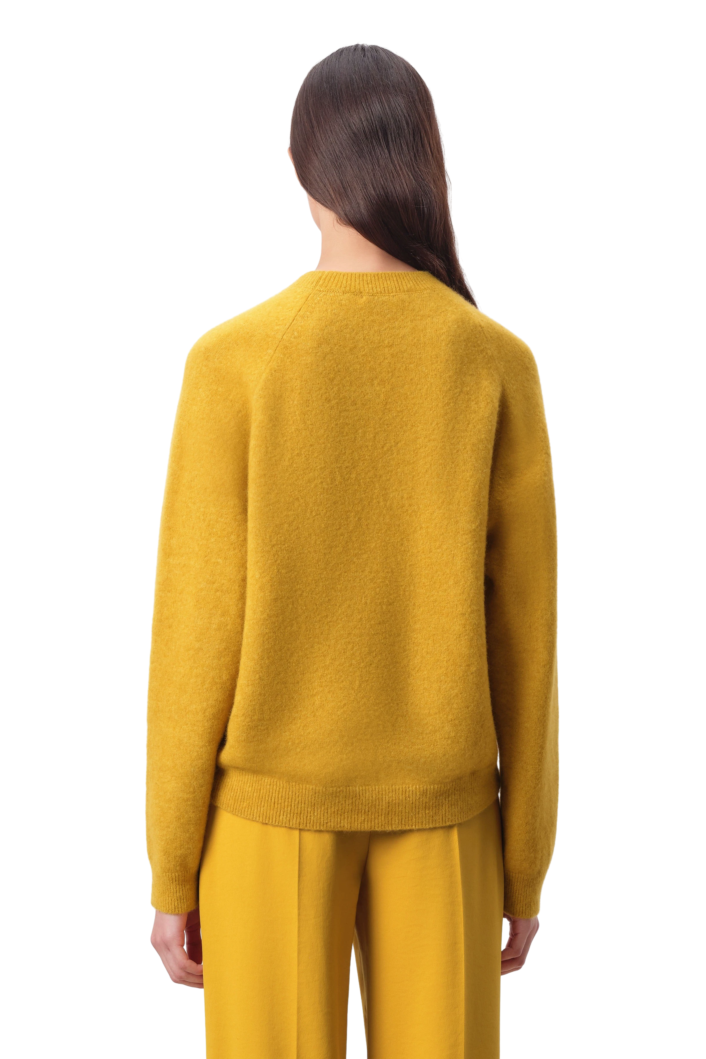 PEMIRI - Ei-vormige trui met raglanmouwen in alpacamix - dames - geel - Rückansicht