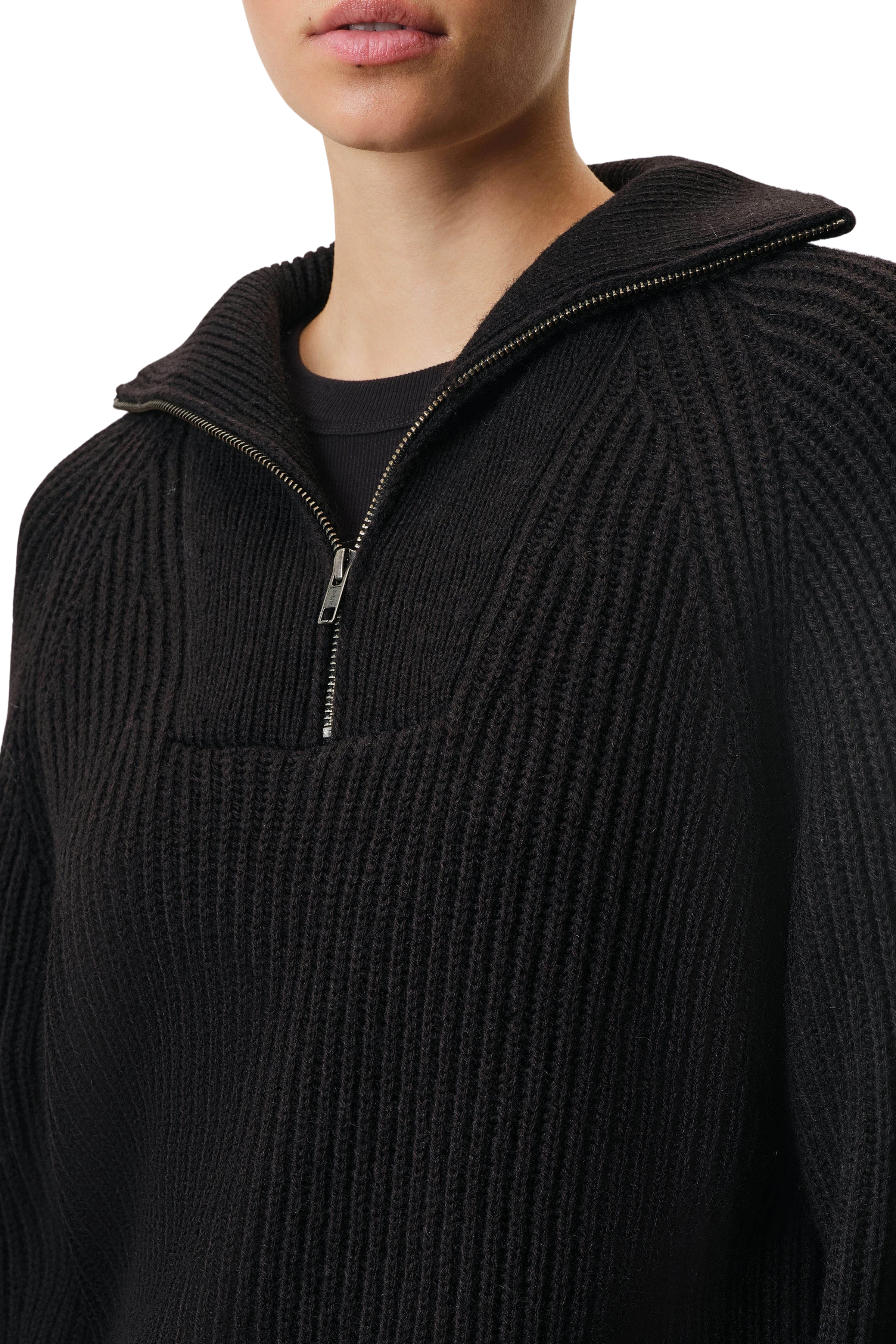 NAELIA - Shortened knitted royer in alpaca-wool mix - women - Natural Aluminium - Seitenansicht