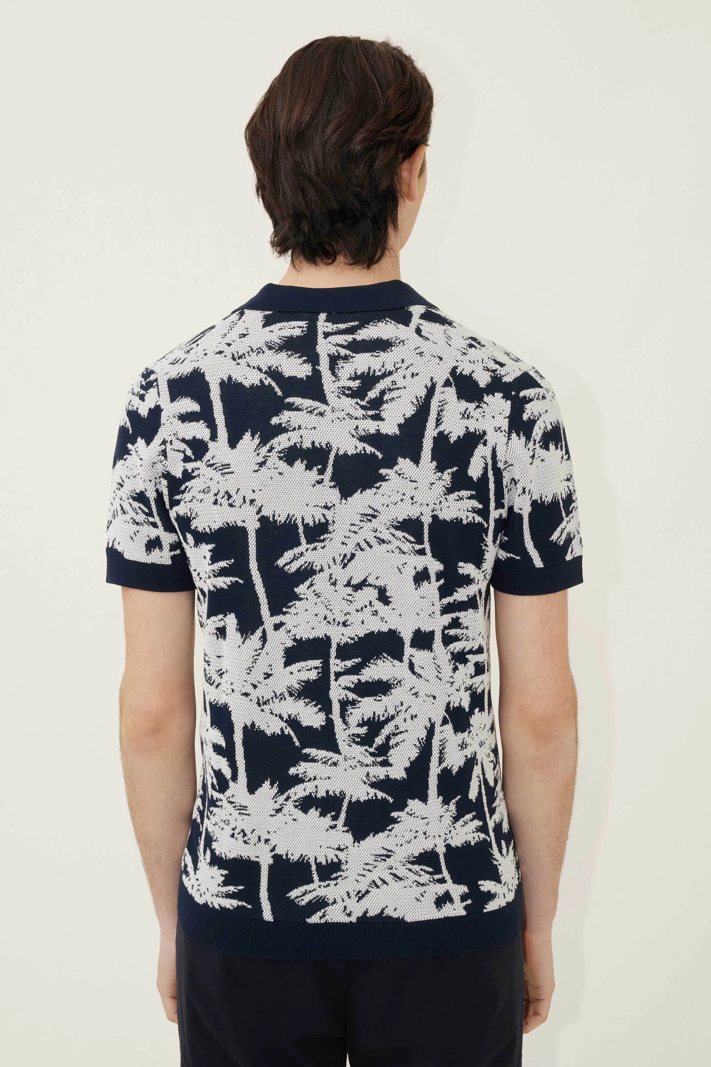 BRAIAN - Polo en tricot jacquard - men - bleu - Rückansicht