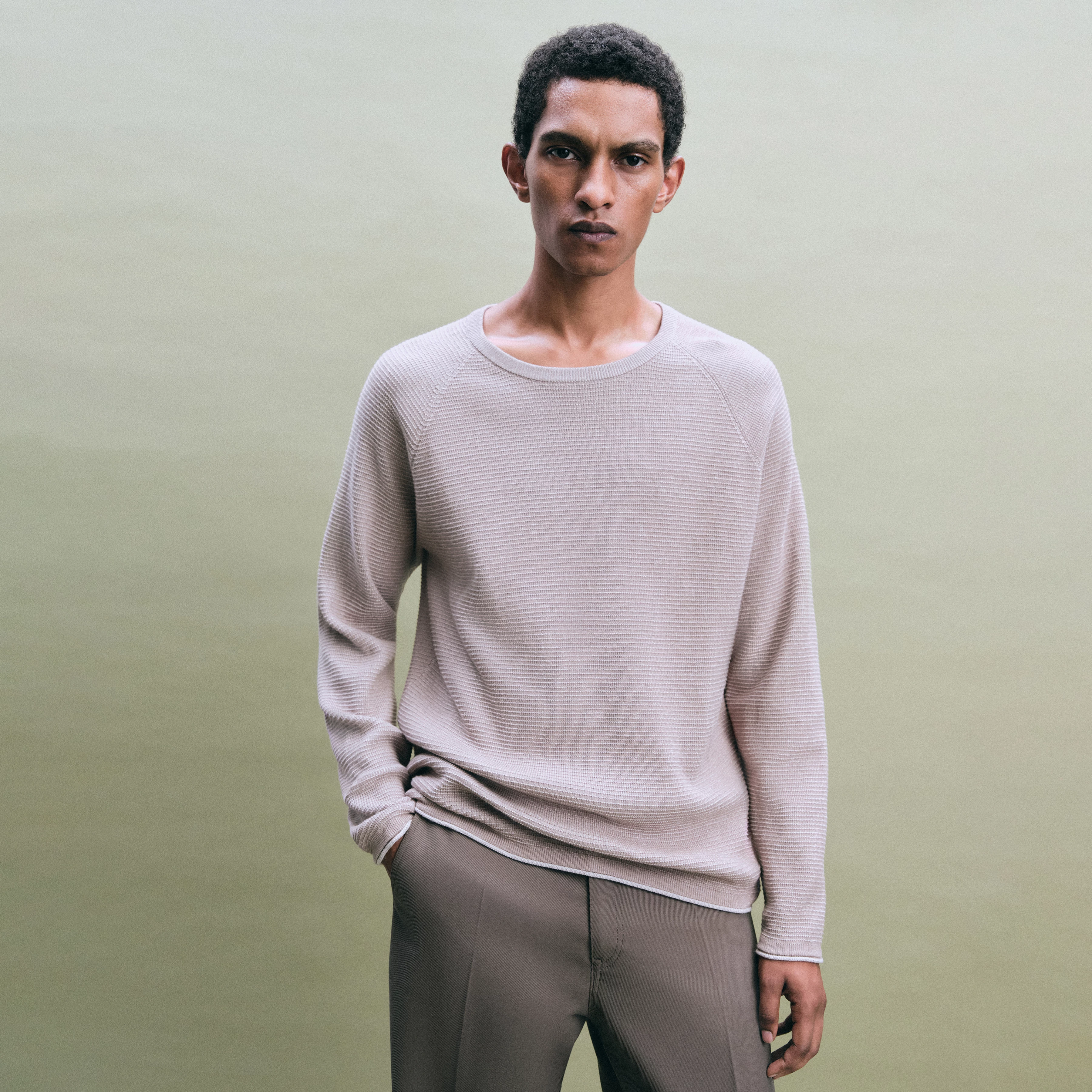 TITZIAN - Longsleeve in  Baumwoll-Mix - Herren - beige