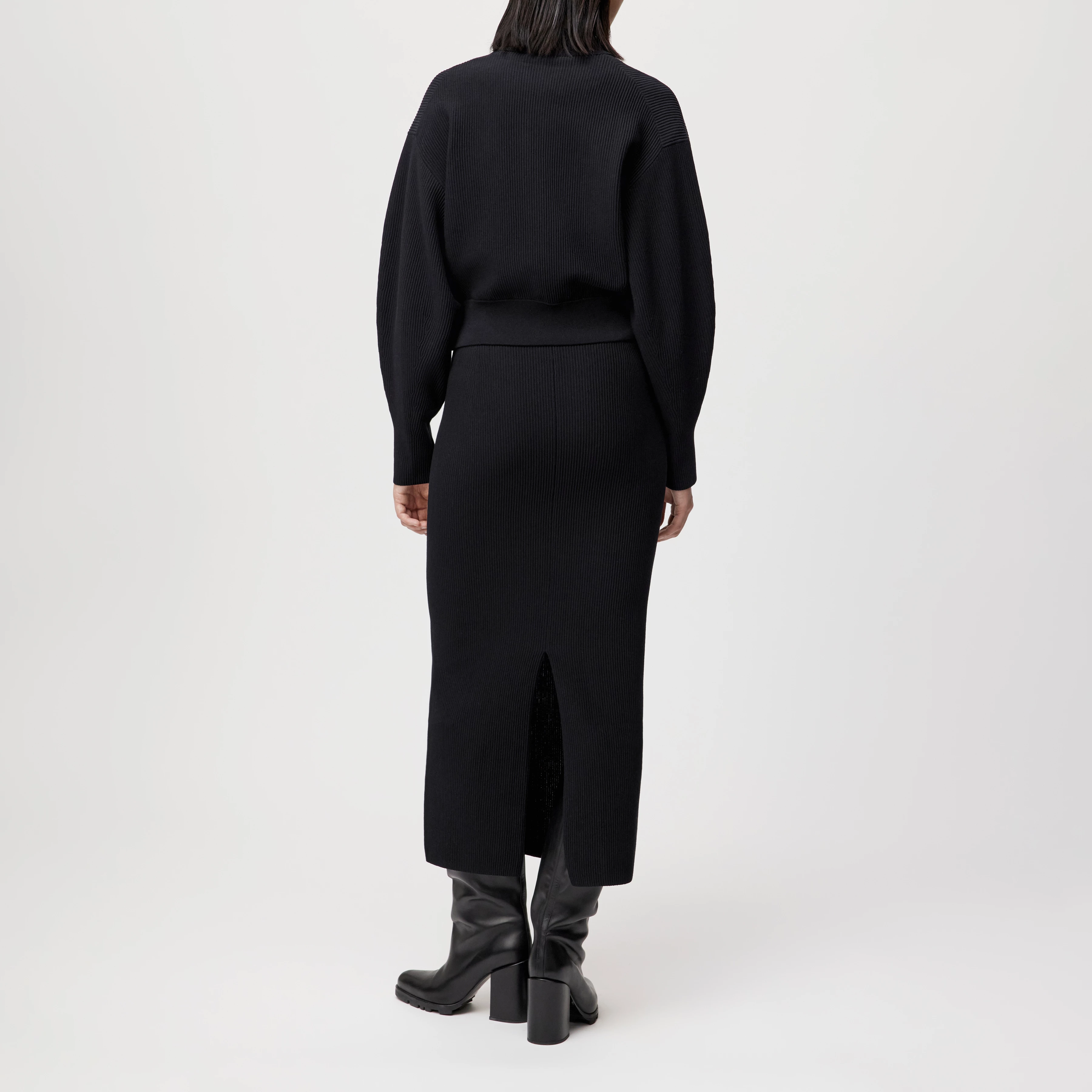 PHILOMENIA - Strick-Blouson in Baumwollstruktur - Damen - schwarz - Rückansicht