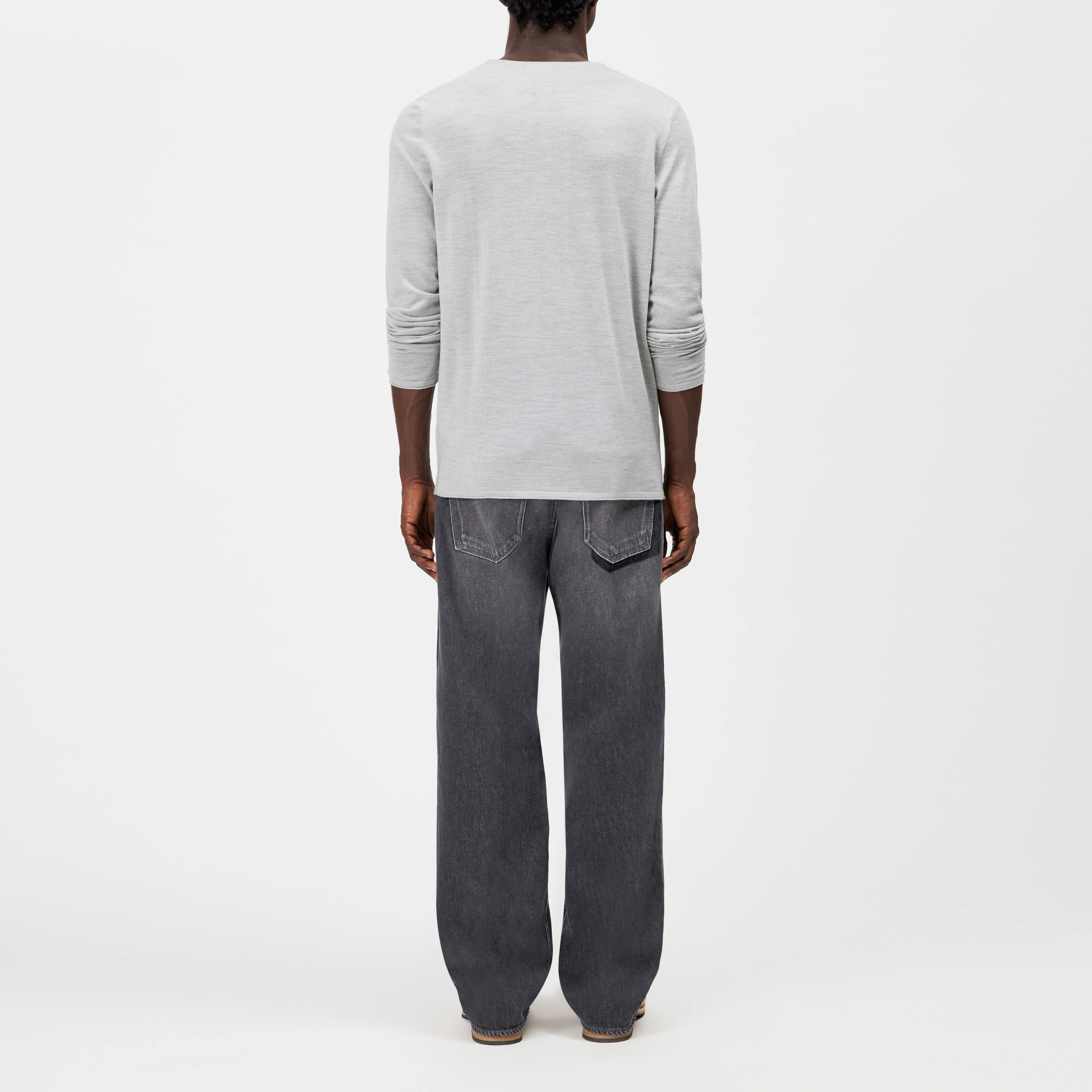 RIKONO - Fine merino wool knitted jumper - men - grey - Rückansicht