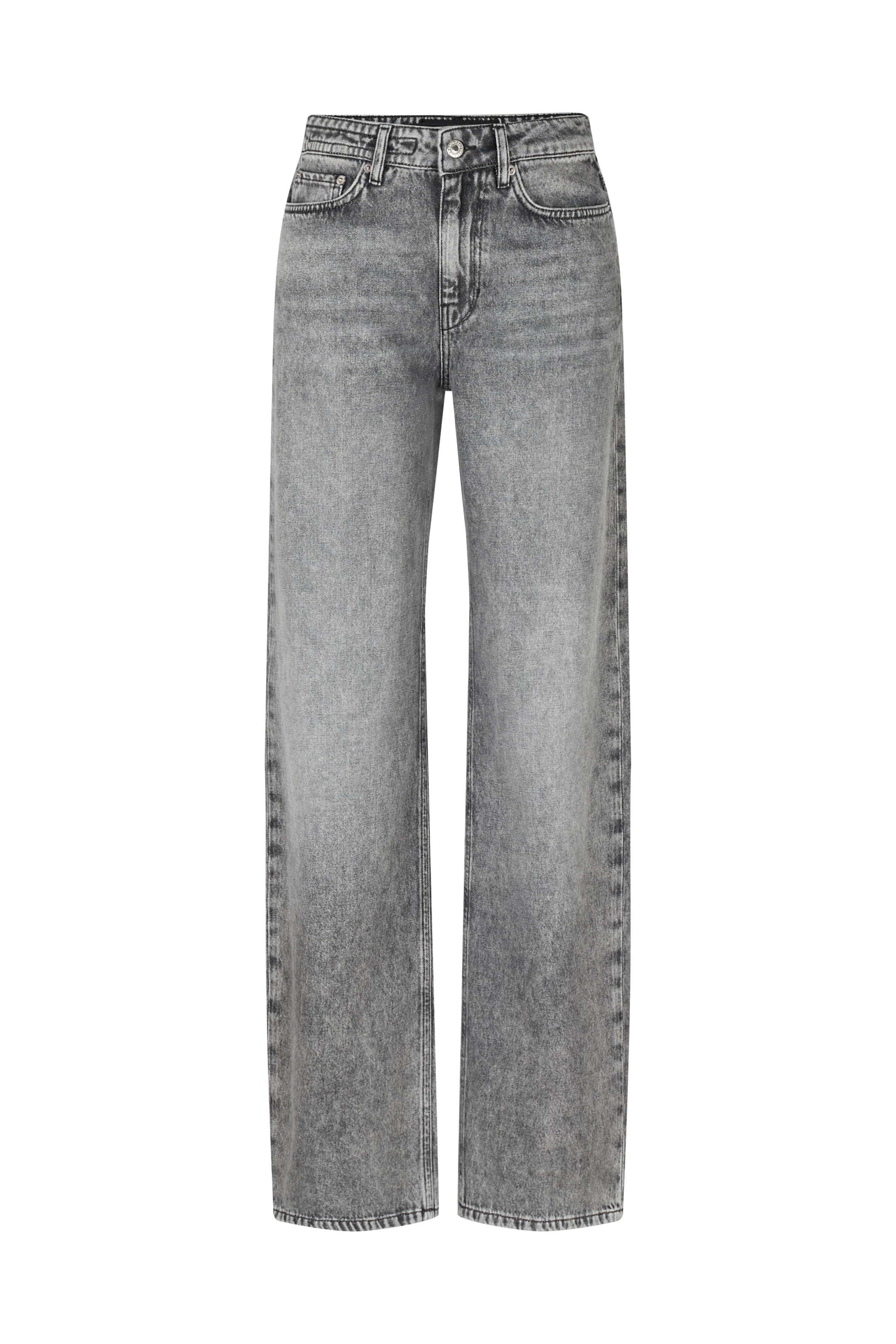 jeans met middellange taille in vloeiend grijs denim