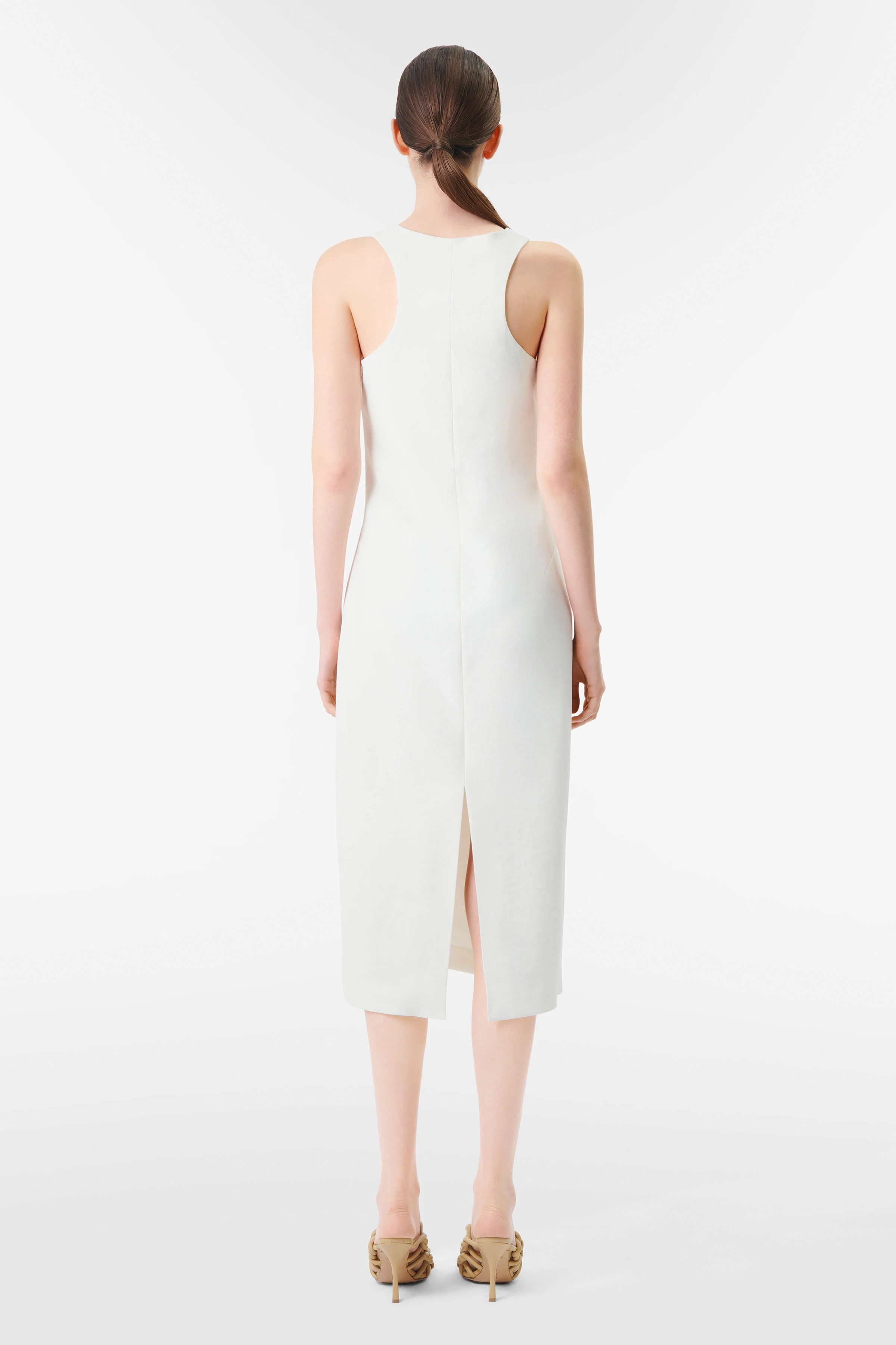 NEDONA - Midi Schlauchkleid in Techno-Stretch - Damen - off white - Rückansicht