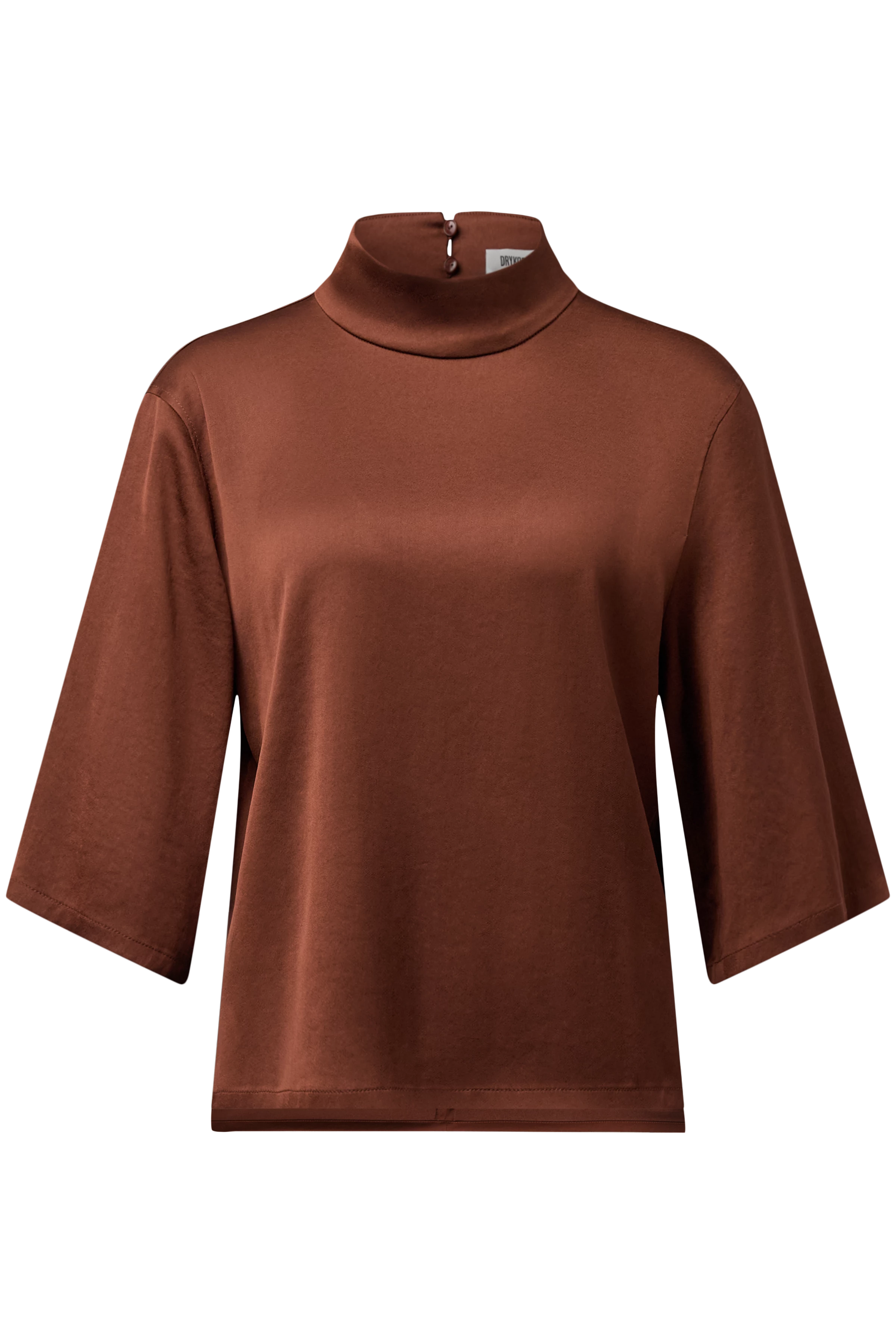 ALETIA - Blouse col montant en satin - women - marron - Freisteller Frontansicht