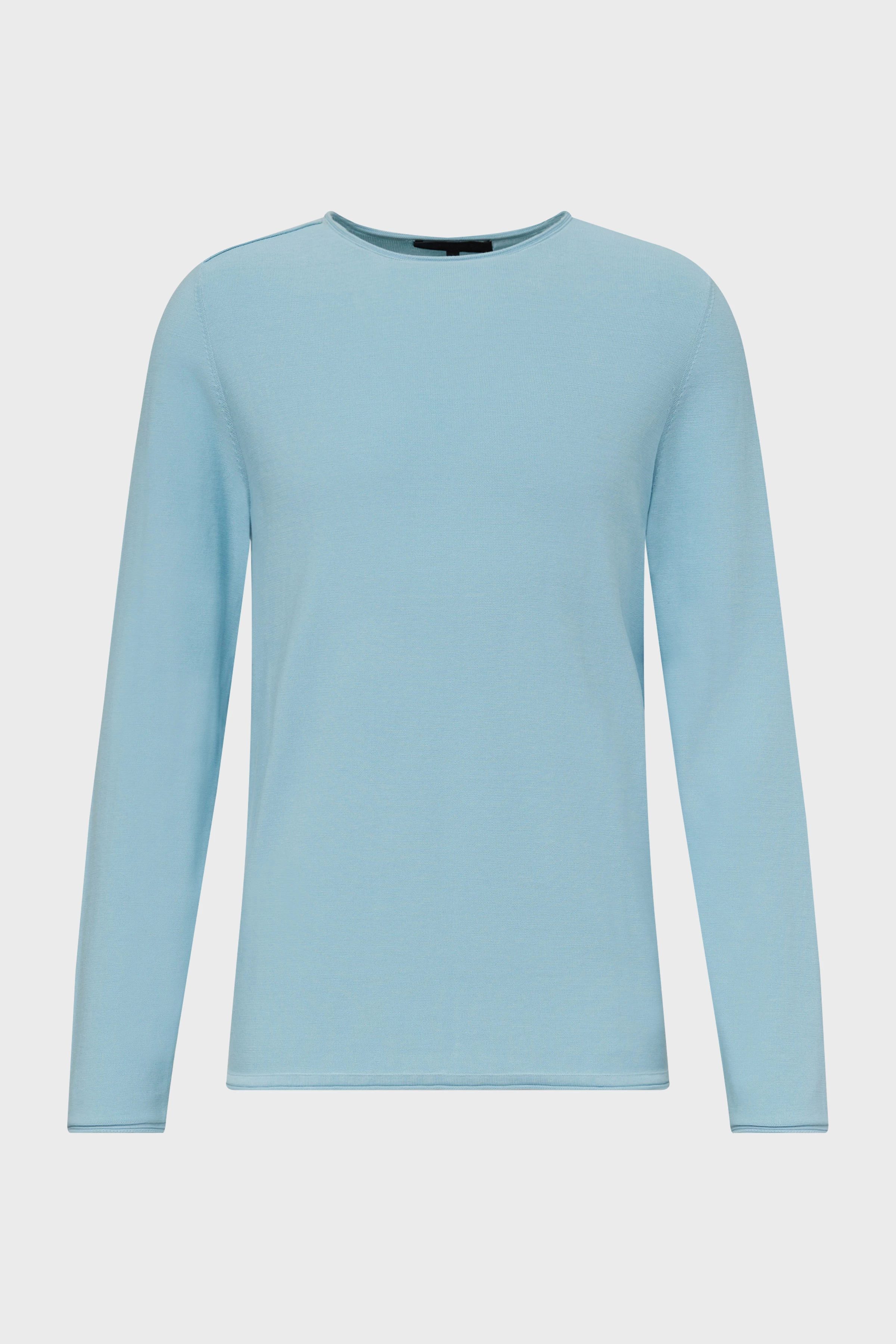 RIK - Sweater with rolled edges in pure cotton - men - blue - Freisteller Frontansicht