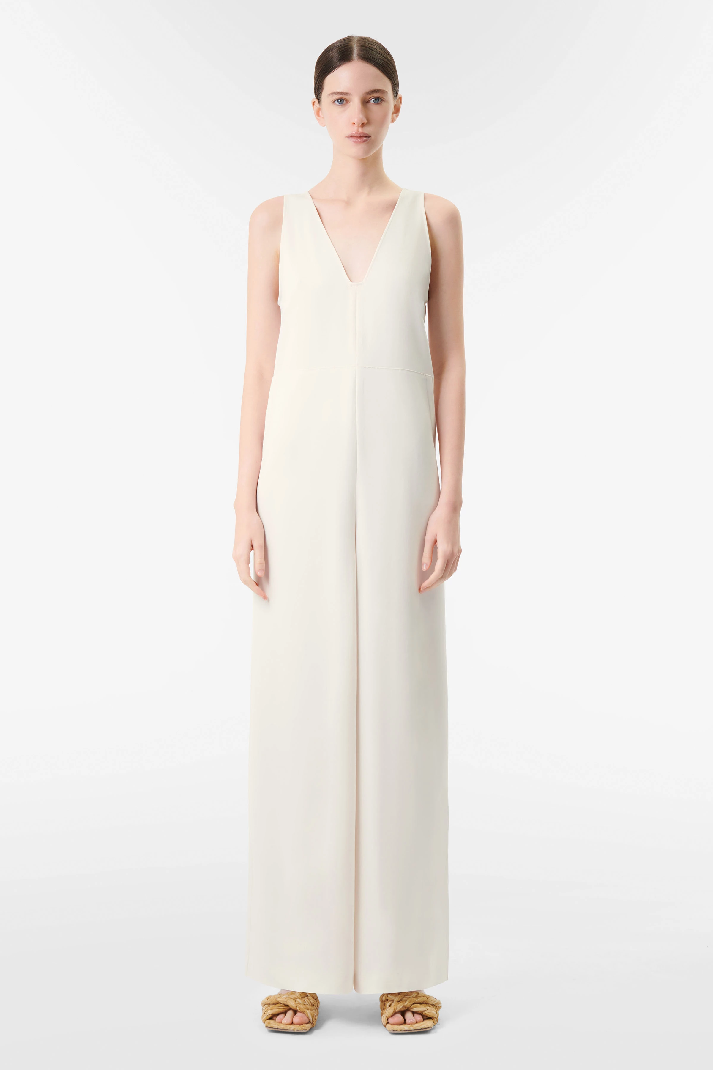 JEFFSUNG - Lässiger Overall in luxuriösem Satin - Damen - off white - Frontansicht