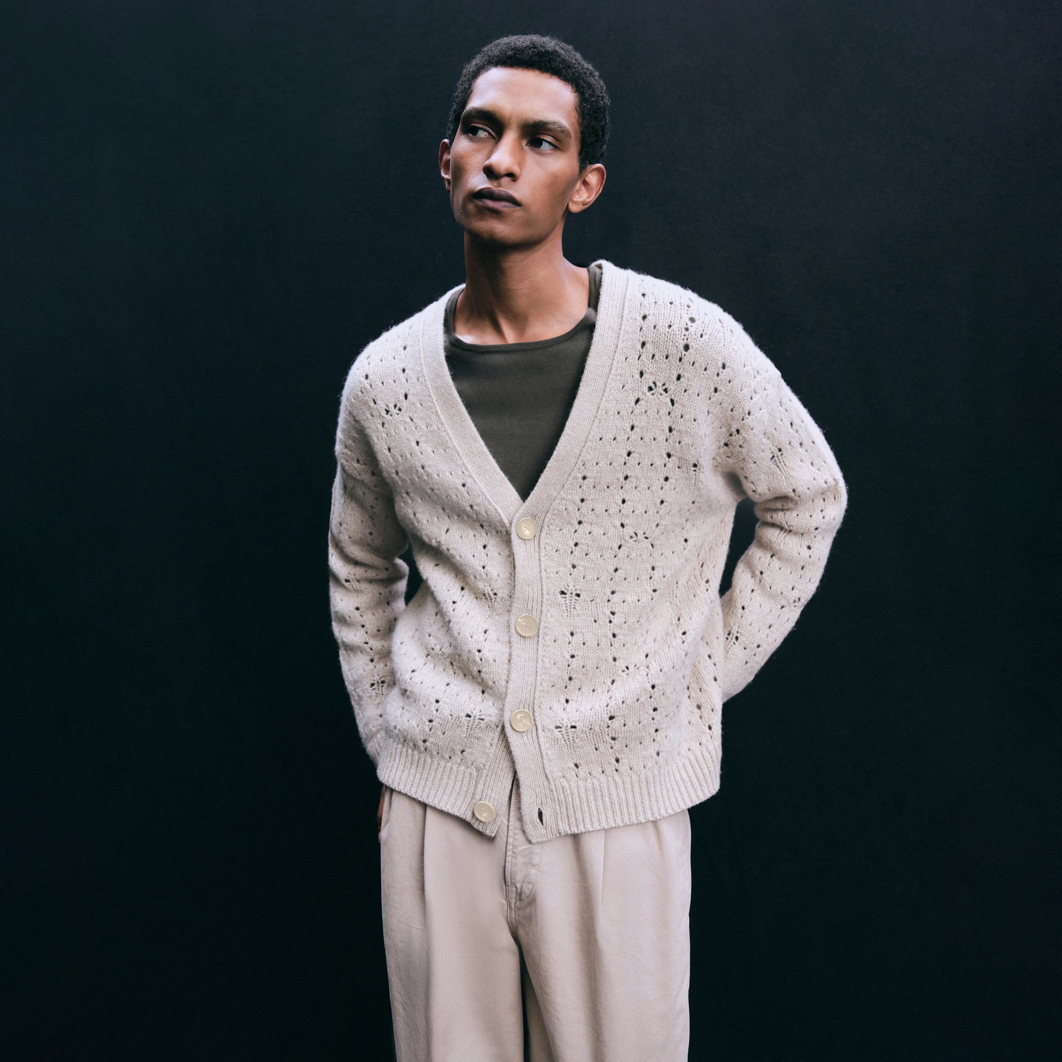 ELDARO - Cardigan in Wolle - Herren - beige