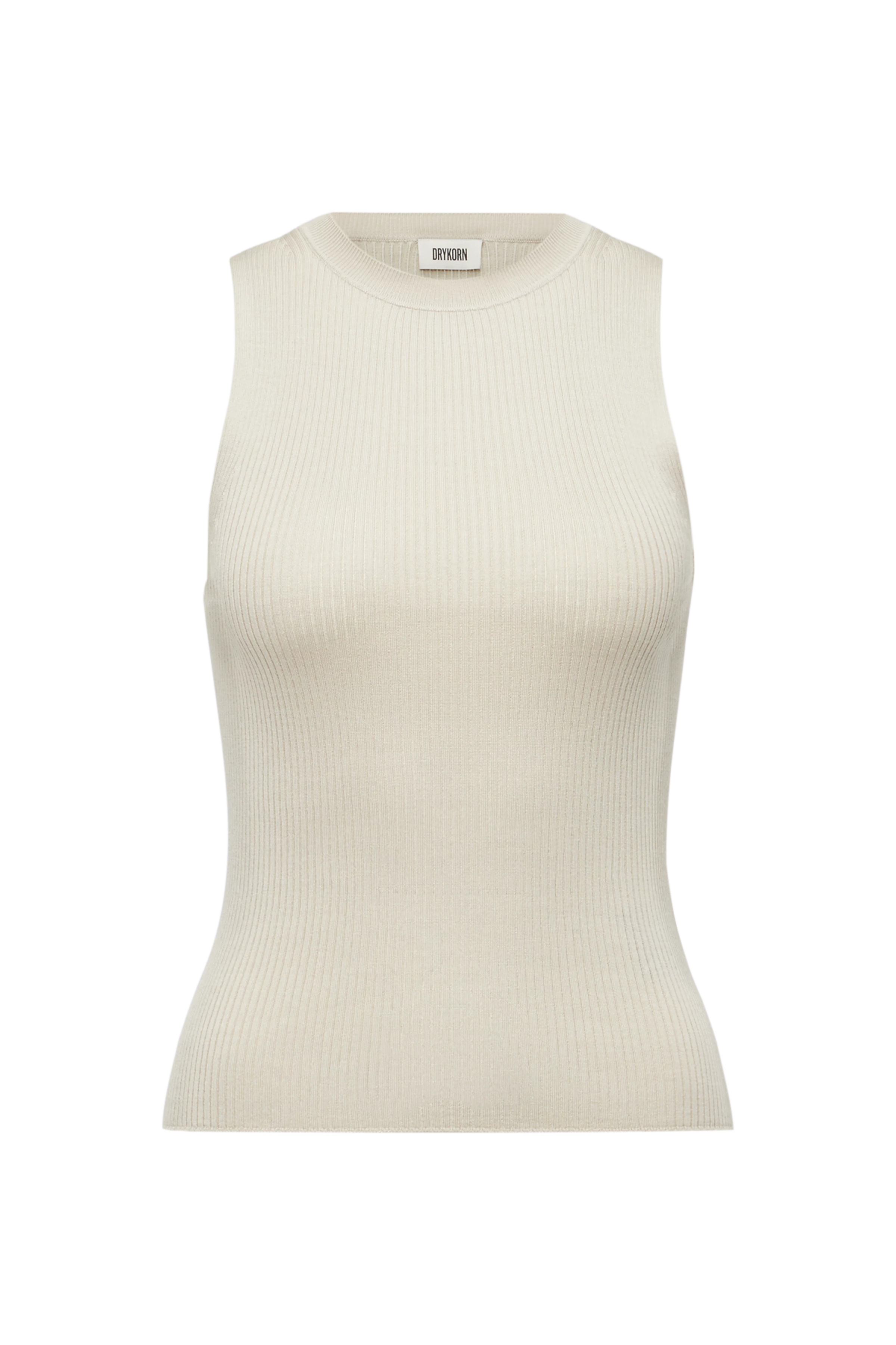 PHIA - Strick-Tanktop mit Rundhals in fließendem Wollmix - Damen - beige - Freisteller Frontansicht
