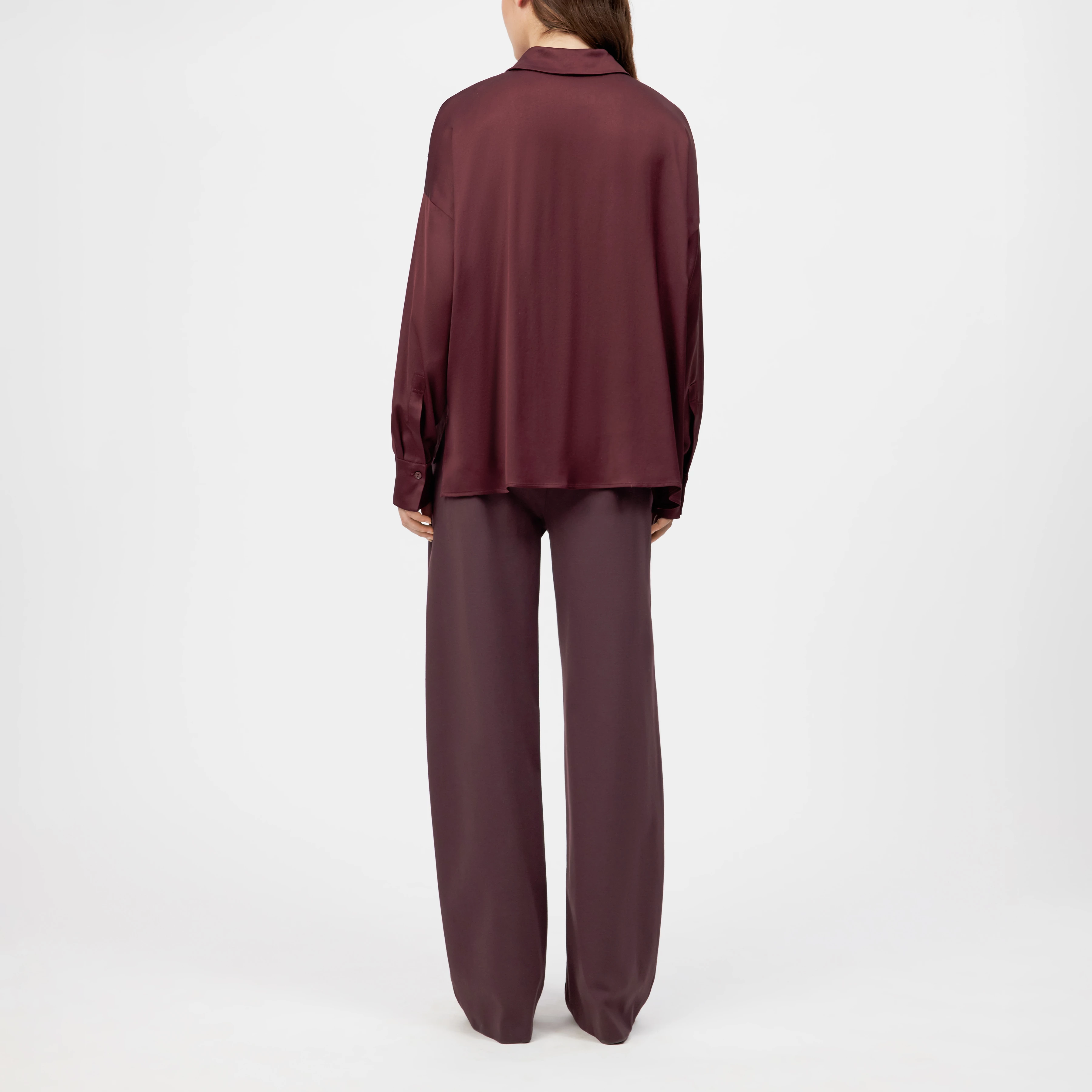 CLOELIA - Klassische Hemdbluse in Satin - Damen - rot - Rückansicht