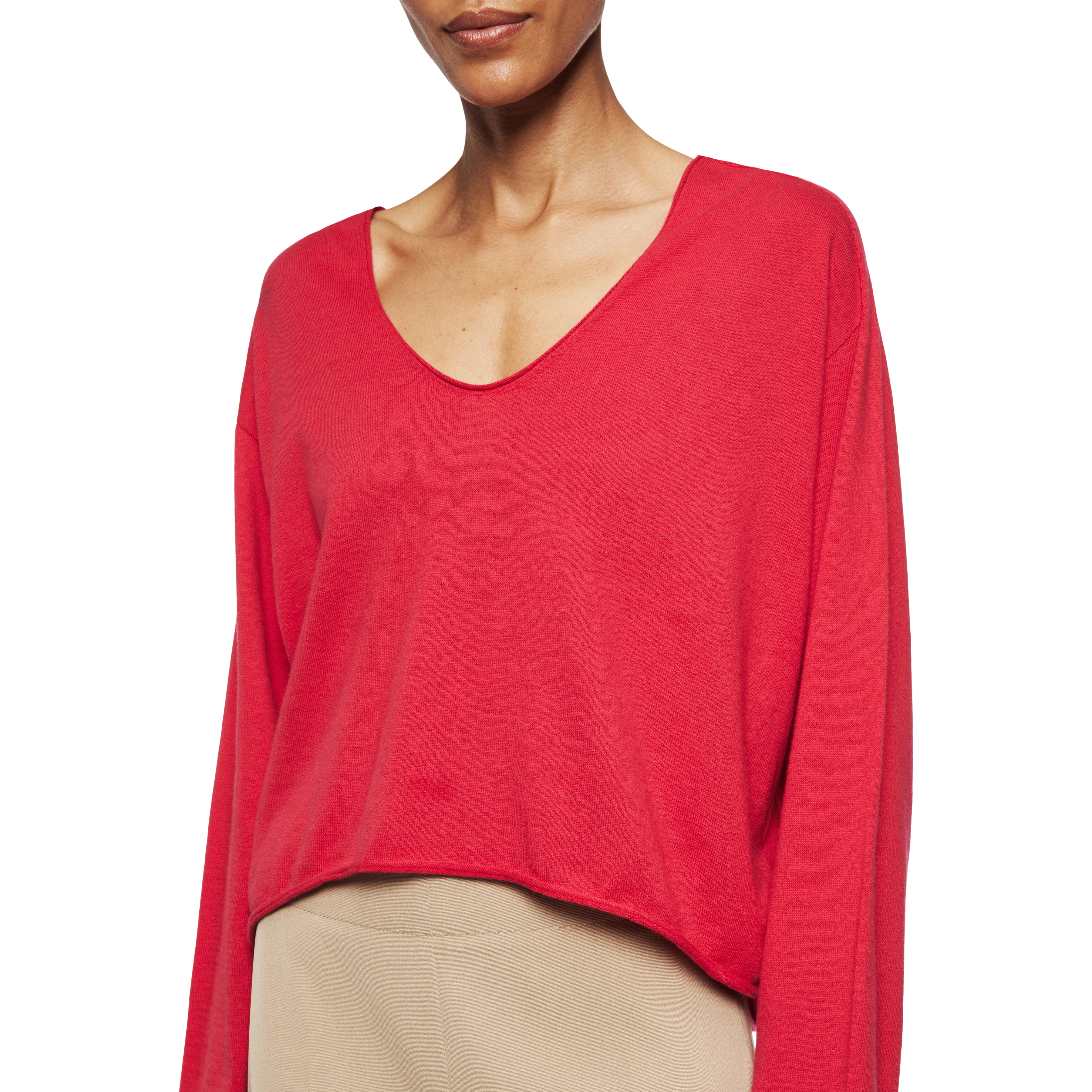 SOMAIJA - Oversized jumper in cotton-cashmere - women - red - Detailansicht am Model
