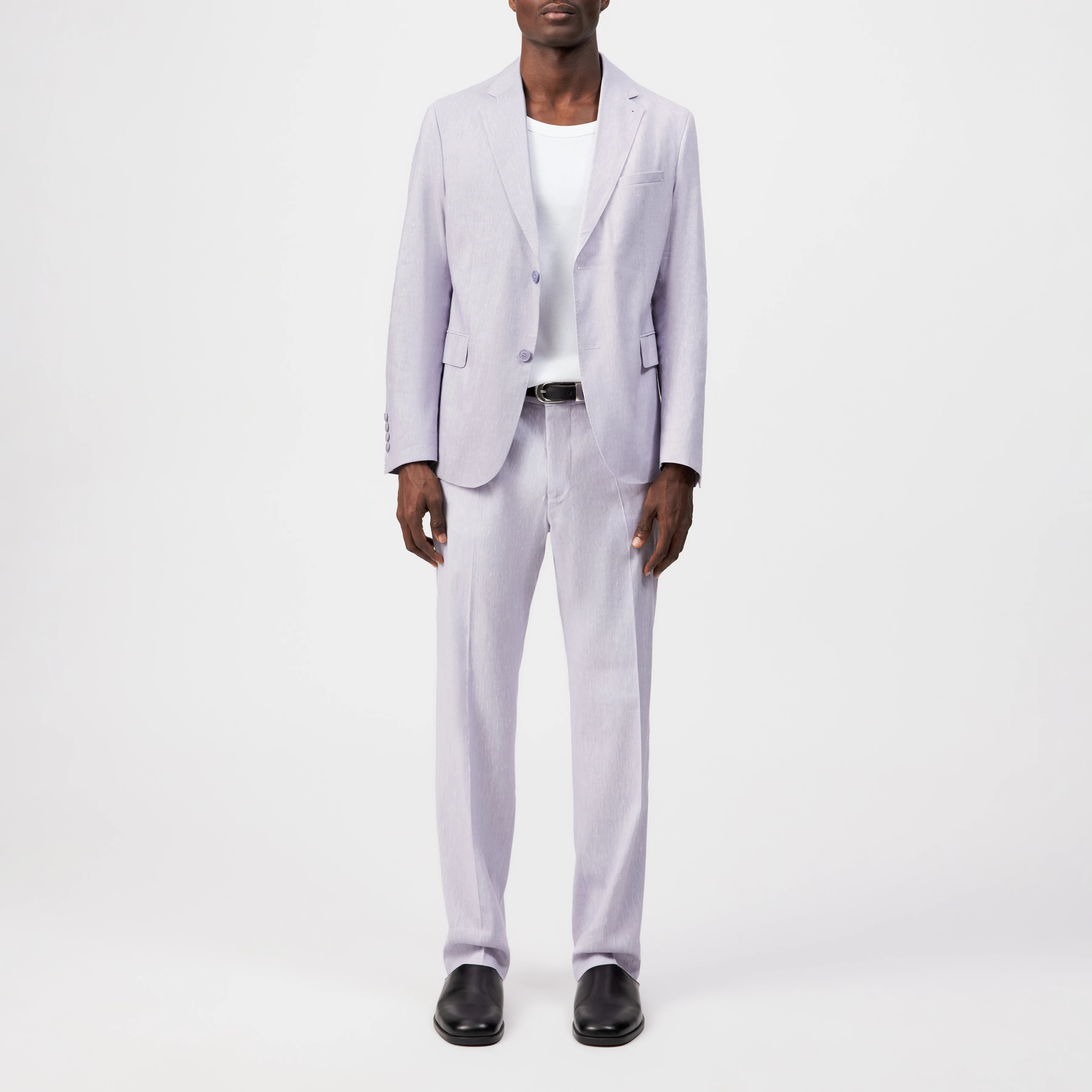YAMES - Einreihiges Sakko in Leinen-Mix - Herren - lila - Ganzkörper-Frontansicht