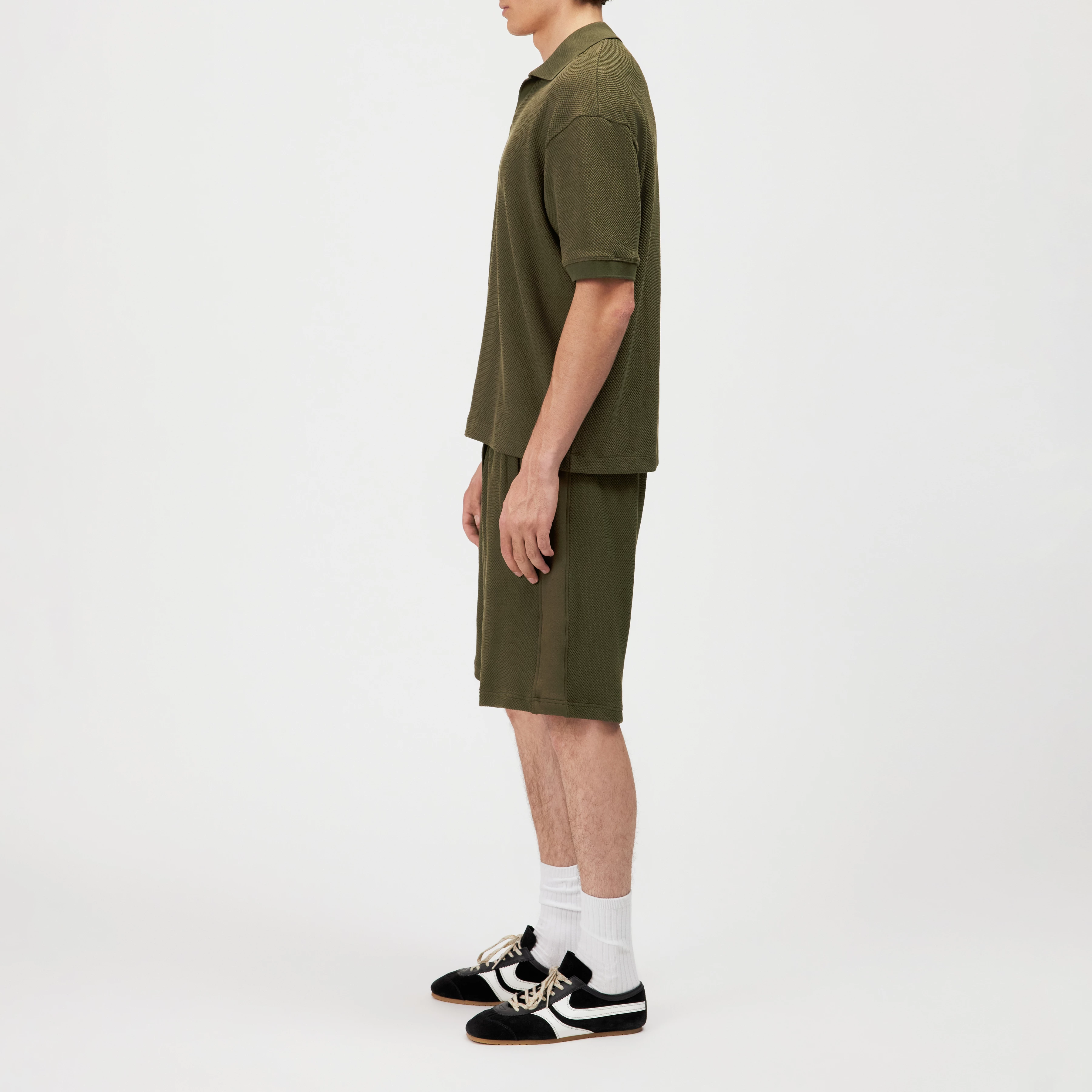 ACAYO - Relaxed Fit Polo in markanter Ajour-Struktur - Herren - grün - Seitenansicht