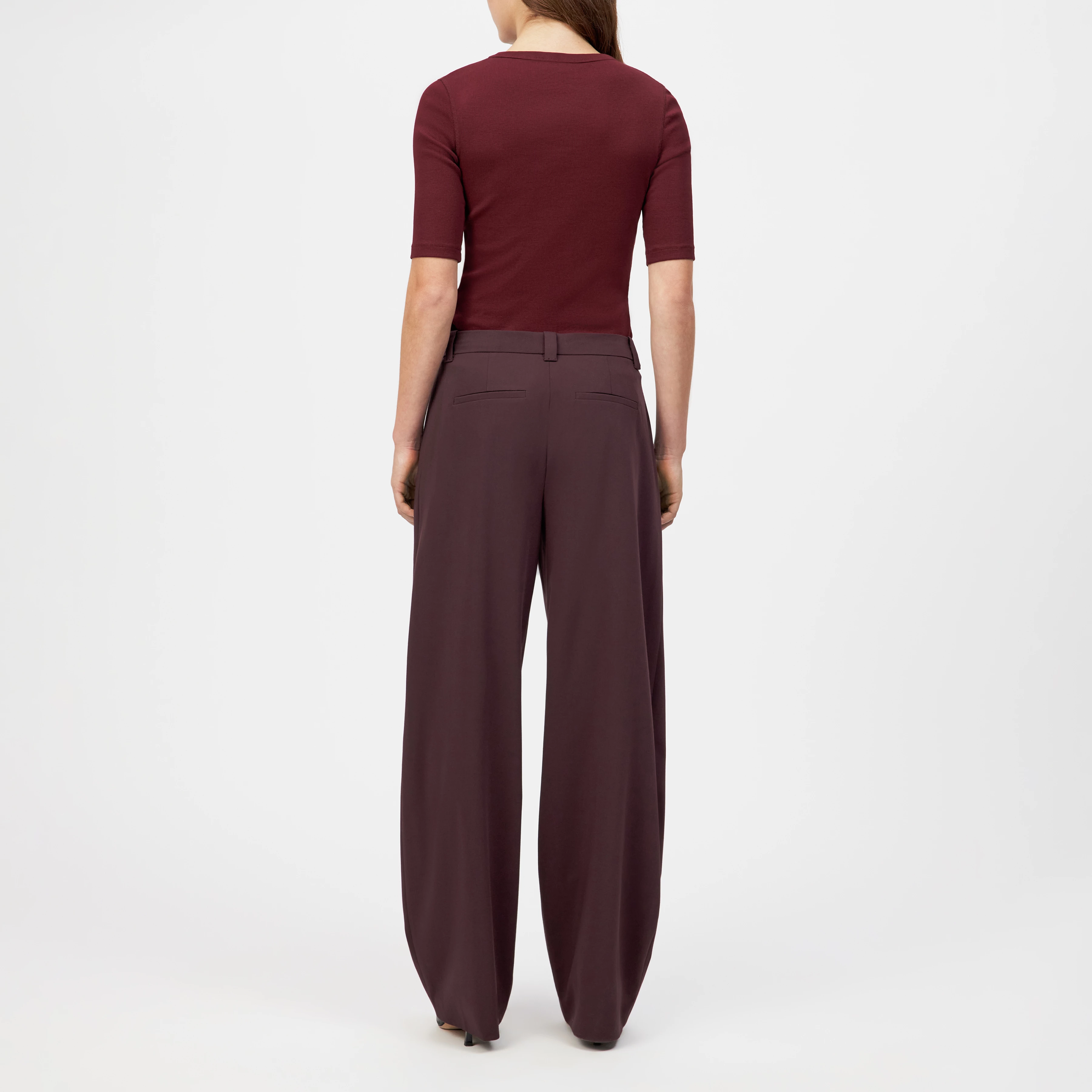 UNPACK - Hose in Viskose-Woll-Mix - Damen - rot - Rückansicht