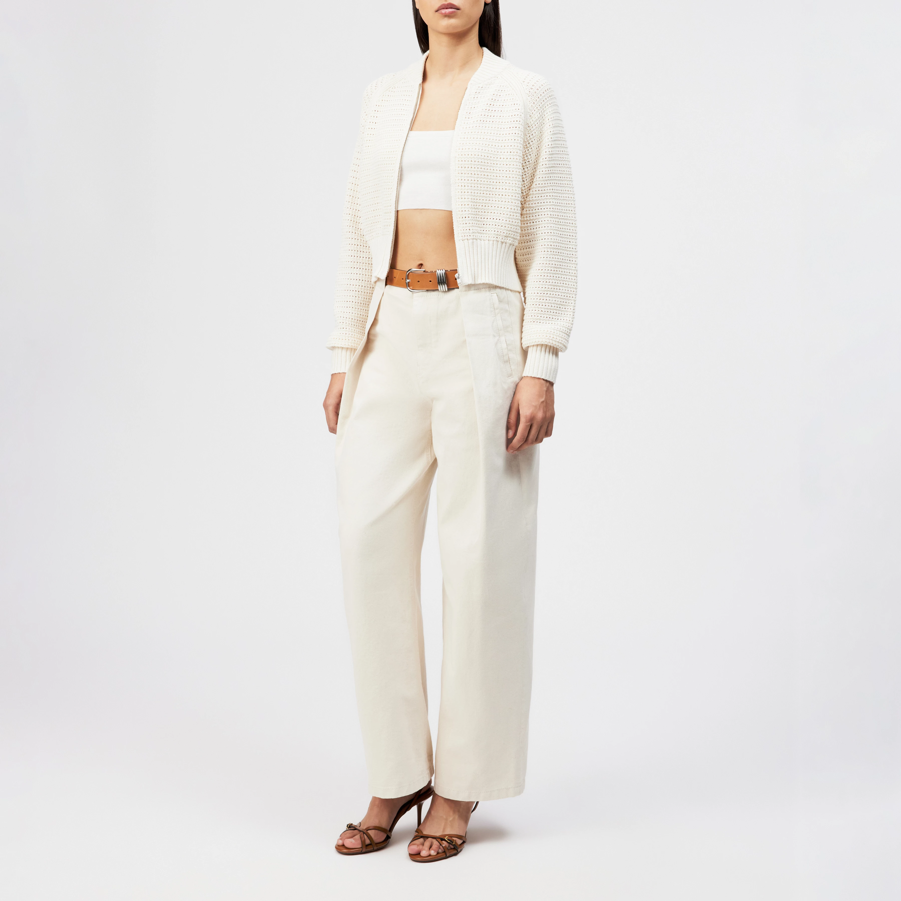 SILSY - Oversized cotton cardigan - women - off white - Ganzkörper-Frontansicht