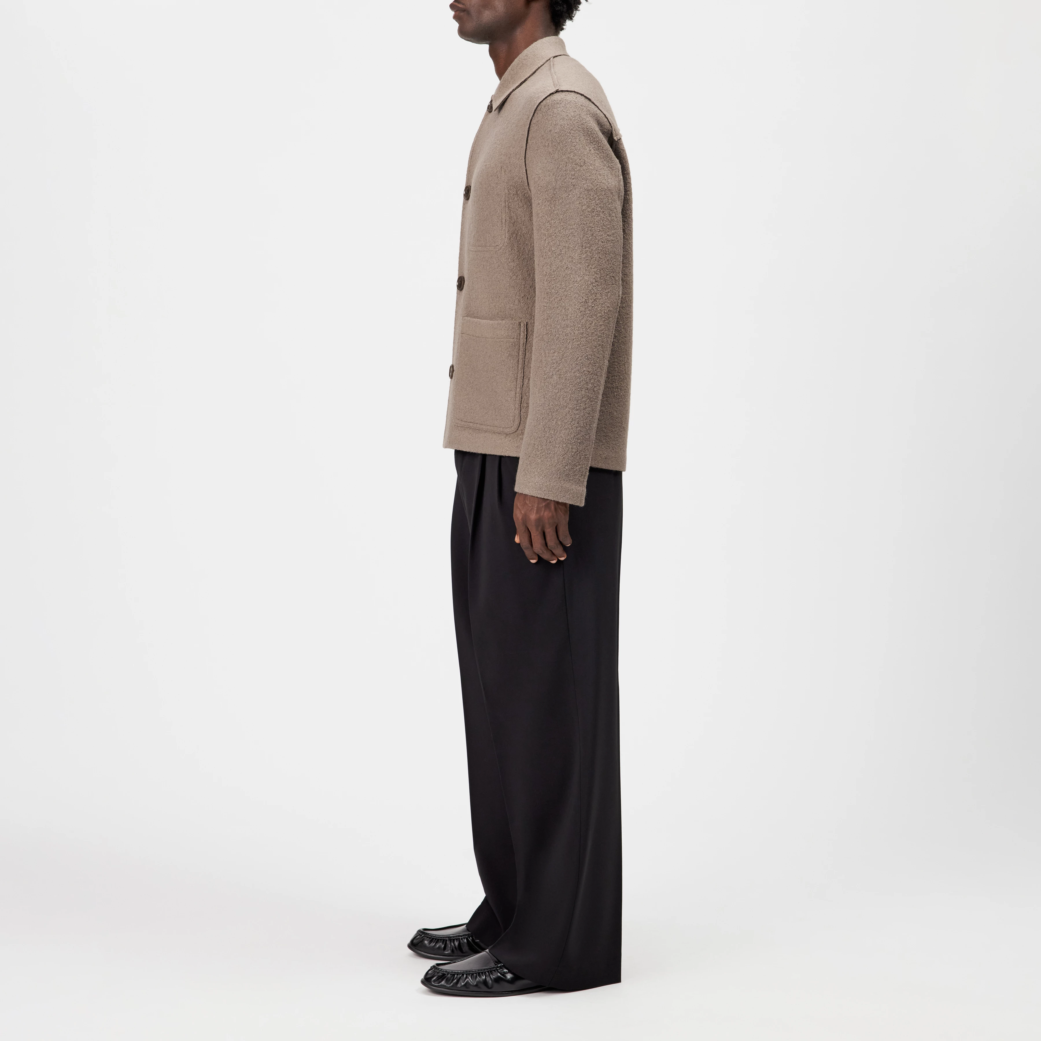 MAKONA - Wool jacket with button placket - men - brown - Seitenansicht