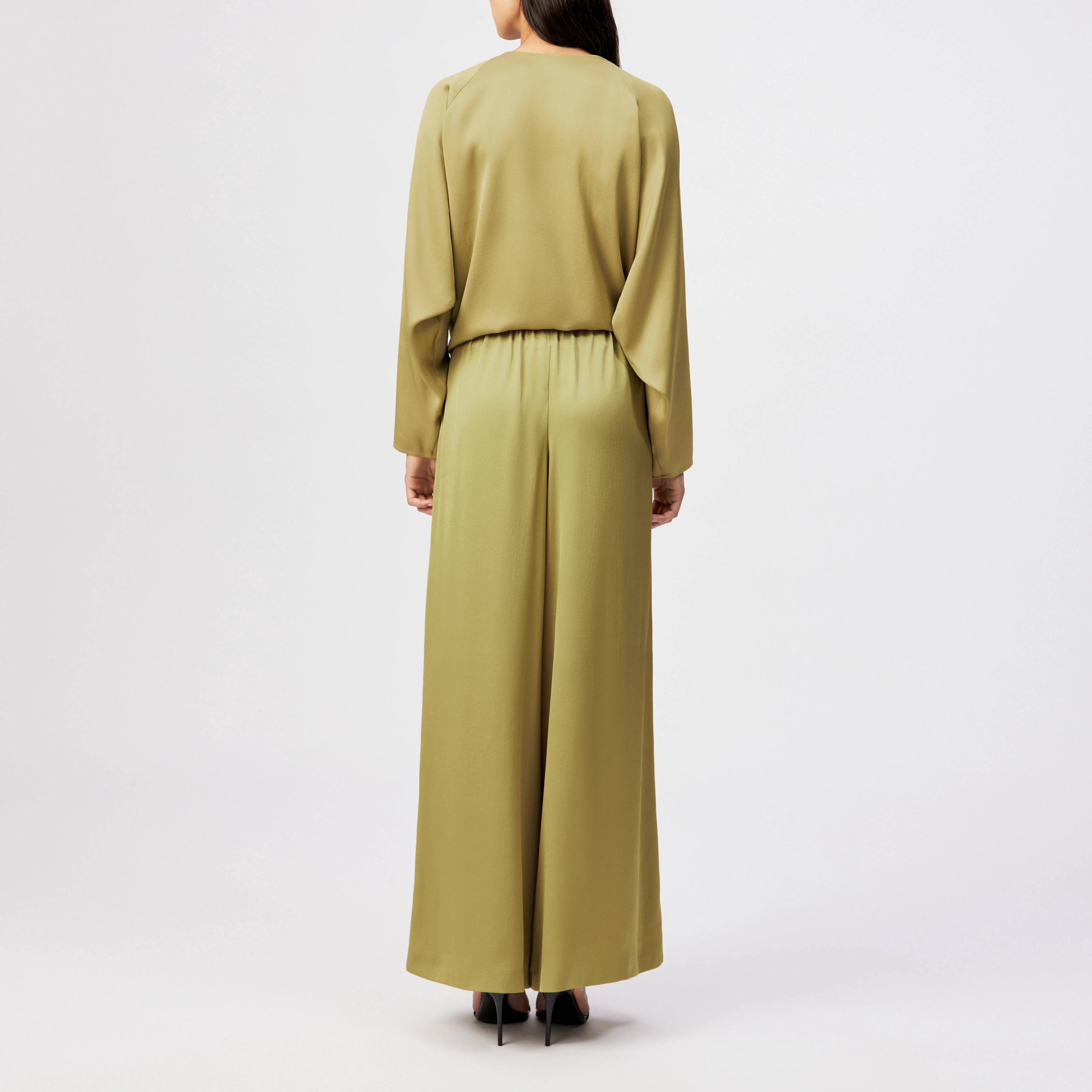 TWEEZER - Wijde broek in satijn - dames - bruin - Rückansicht