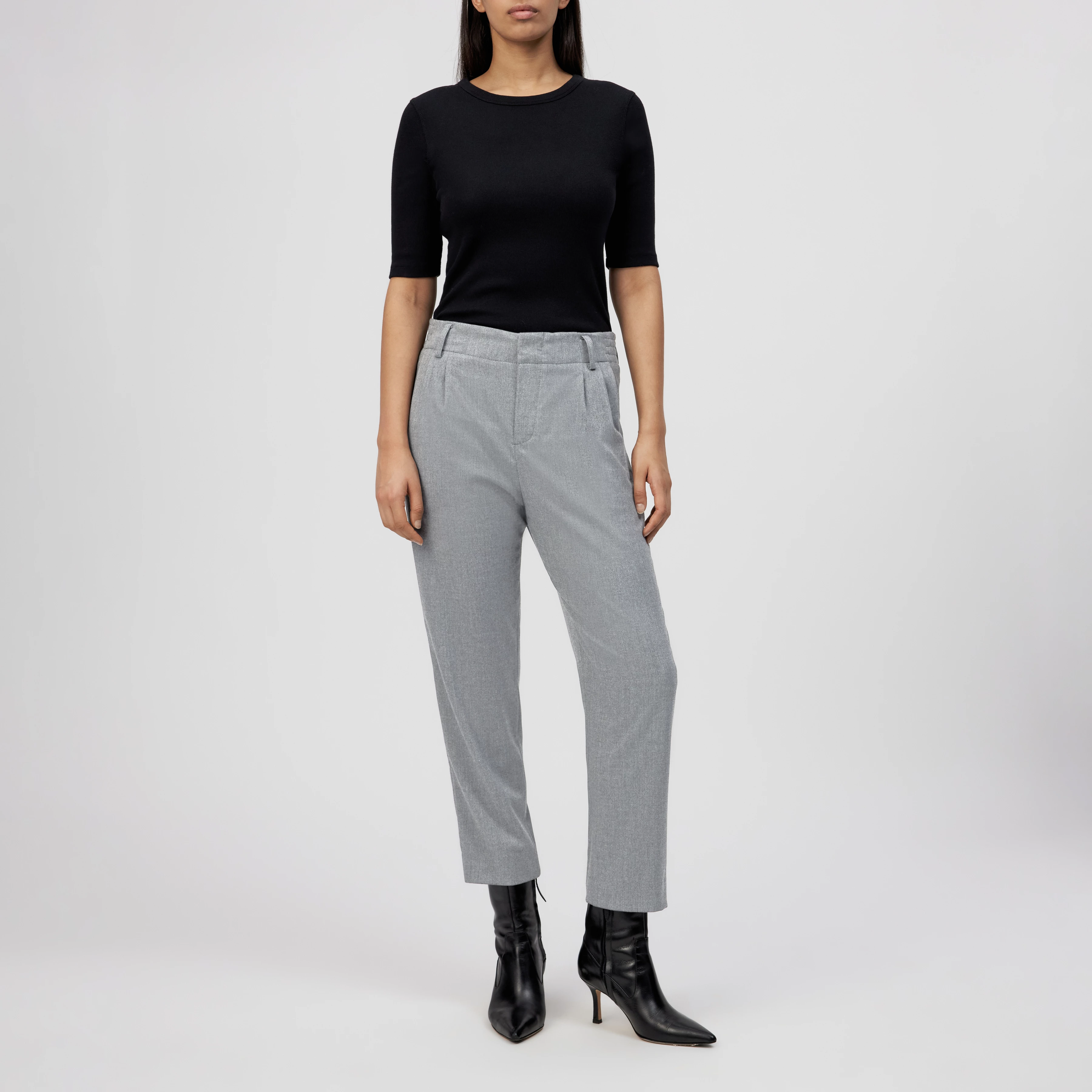 DISPATCH_0 - Pleated trousers in viscose blend - women - grey - Ganzkörper-Frontansicht
