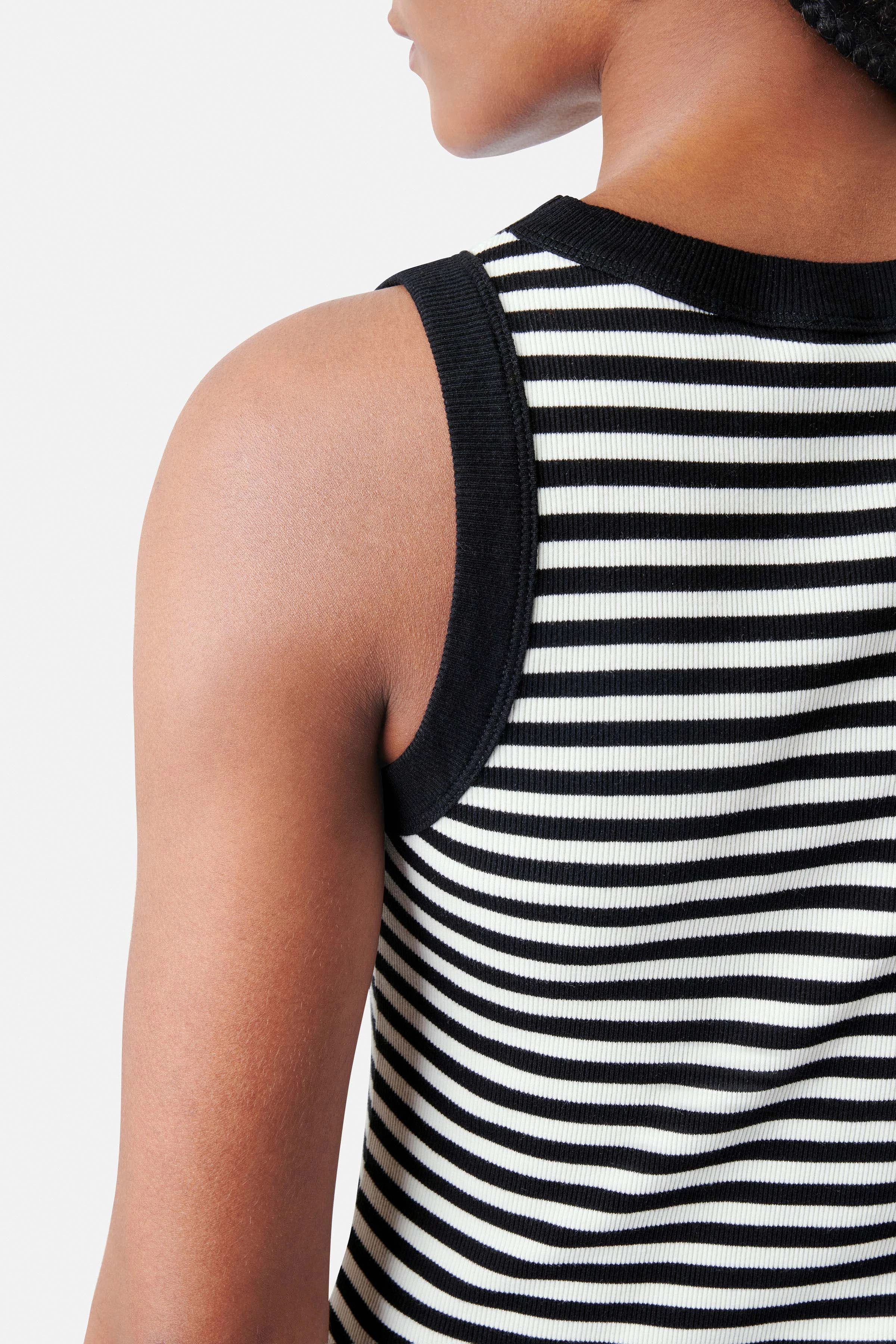 OLINA - tanktop met ronde hals in ribkatoen - dames - zwart - Detailansicht am Model