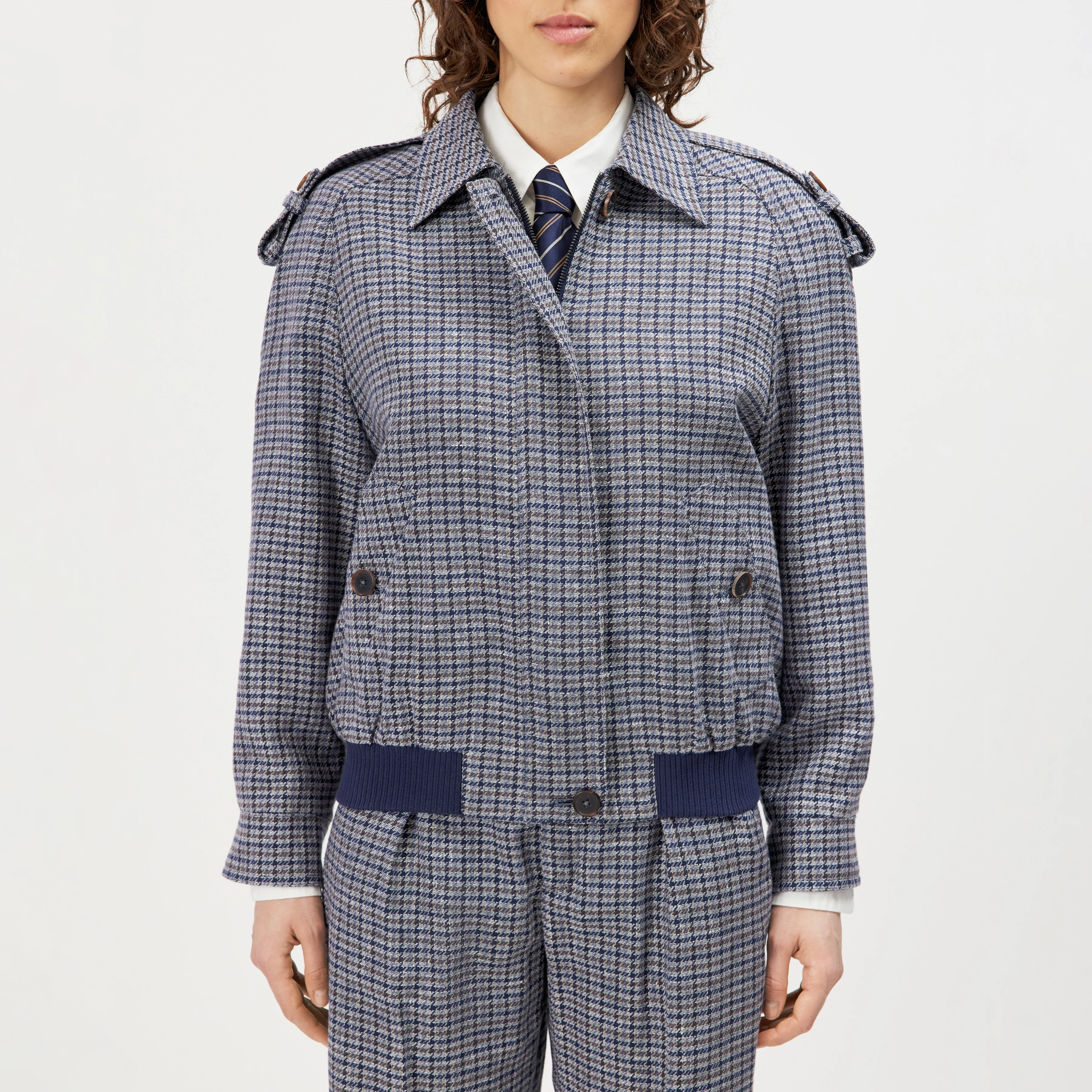 DUNDALE - Oversized Bomberjacke in Baumwoll-Leinen-Mix - Damen - blau - Frontansicht