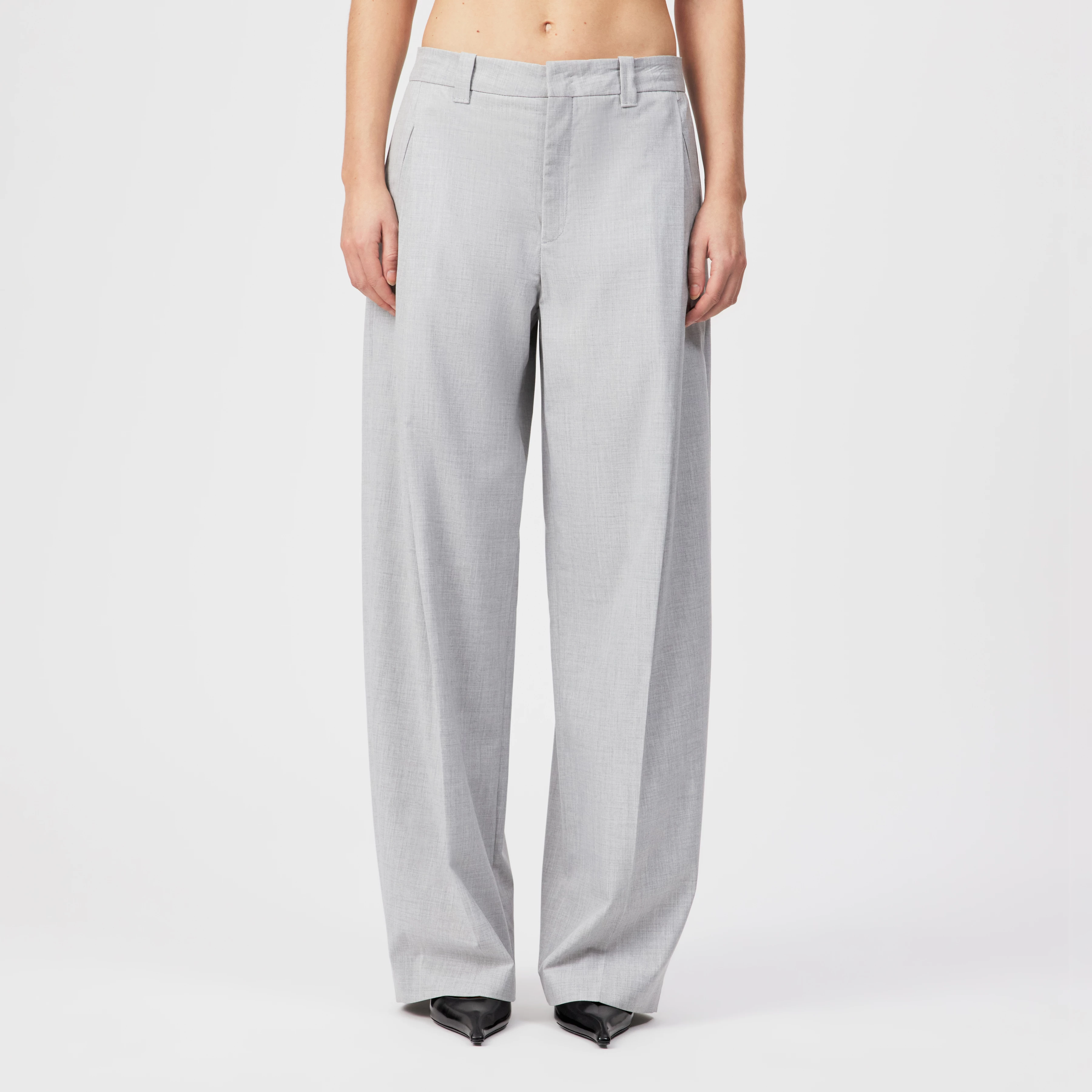 UNPACK - Regular fit trousers in woven fabric - women - grey - Frontansicht