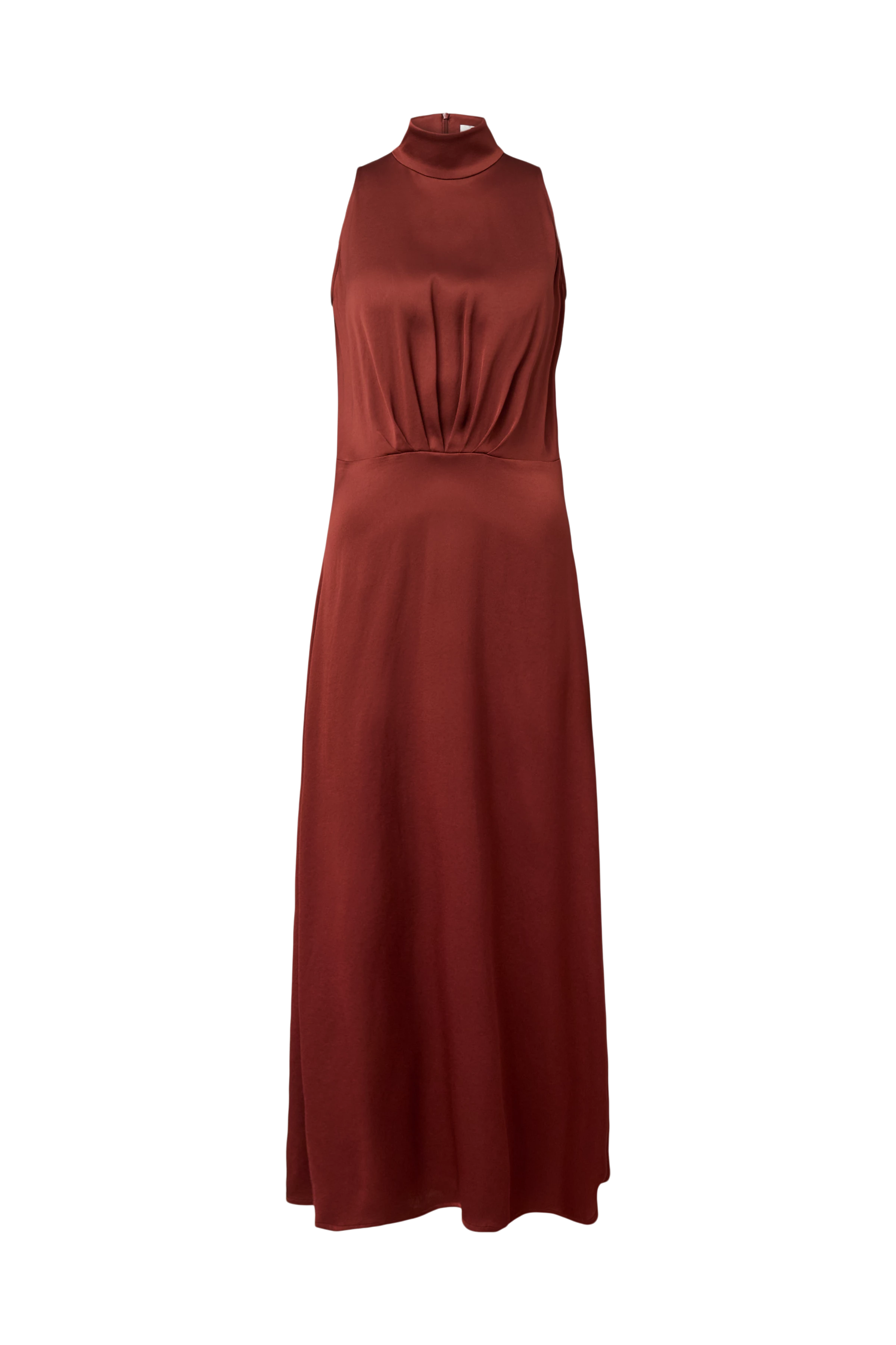 AMABEL - Satin maxi dress with stand-up collar - women - red - Freisteller Frontansicht