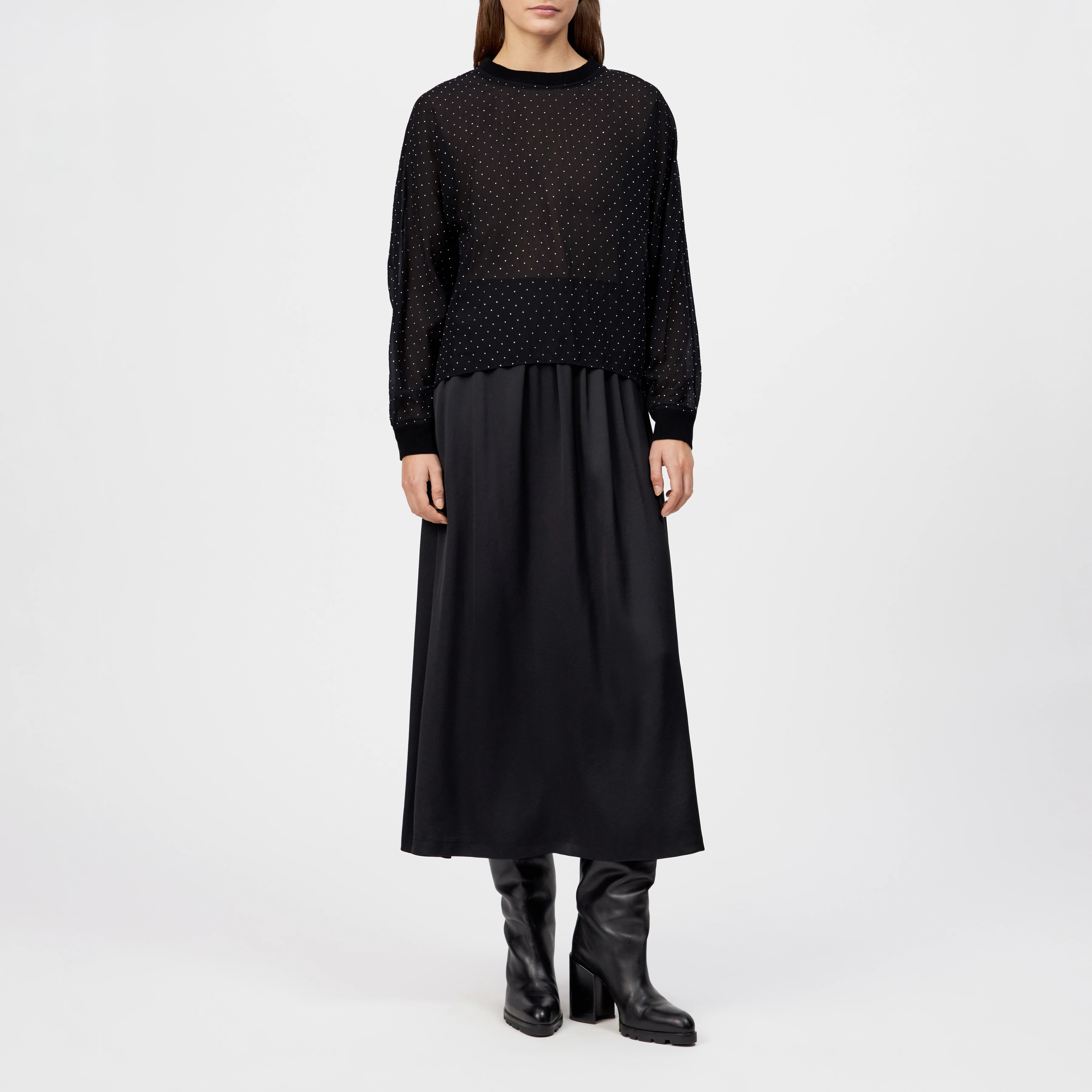 EDISAN - Sweatshirt in Lyocell-Mix - Damen - schwarz - Ganzkörper-Frontansicht