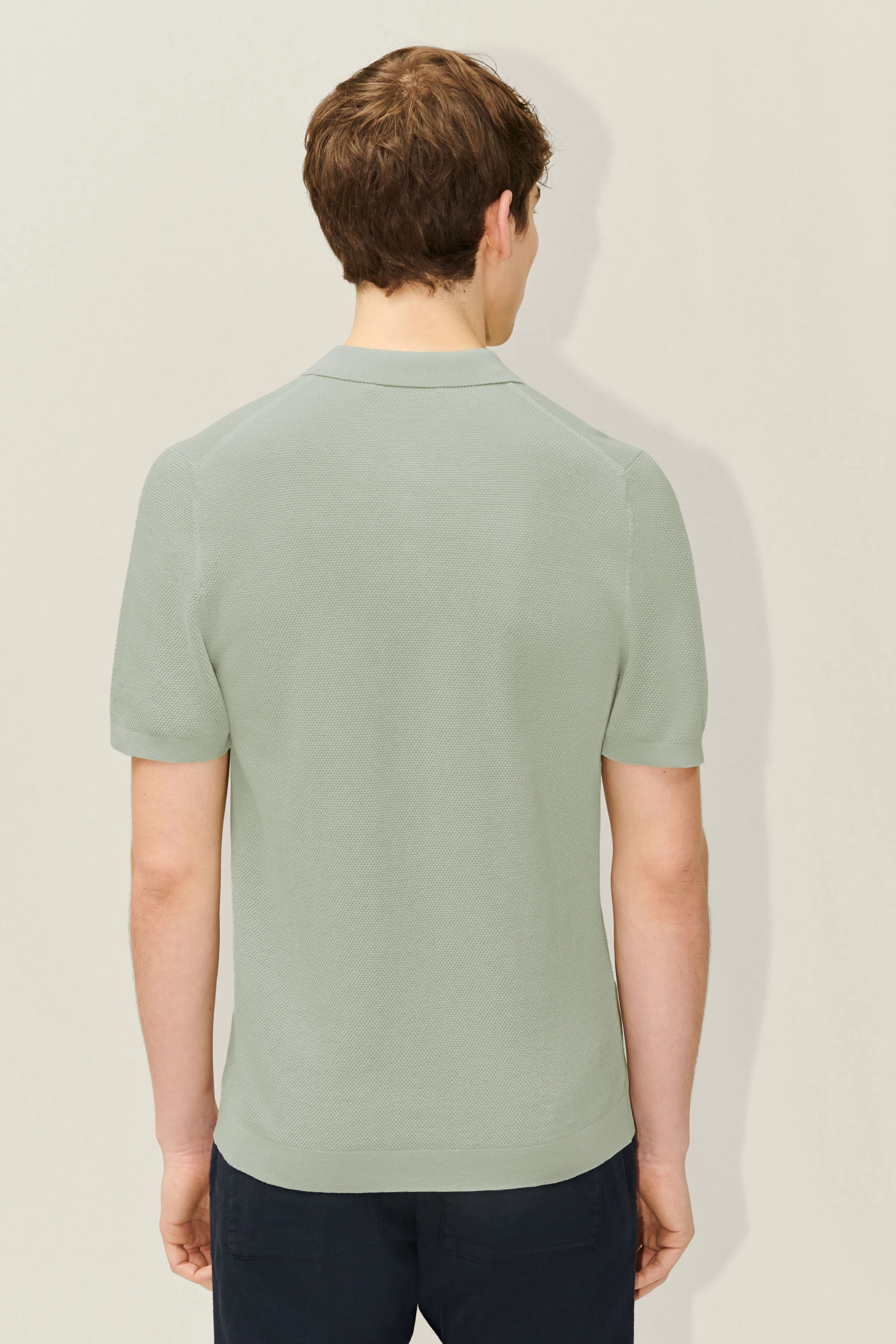 TRITON - Jacquard-knit polo - men - green - Rückansicht