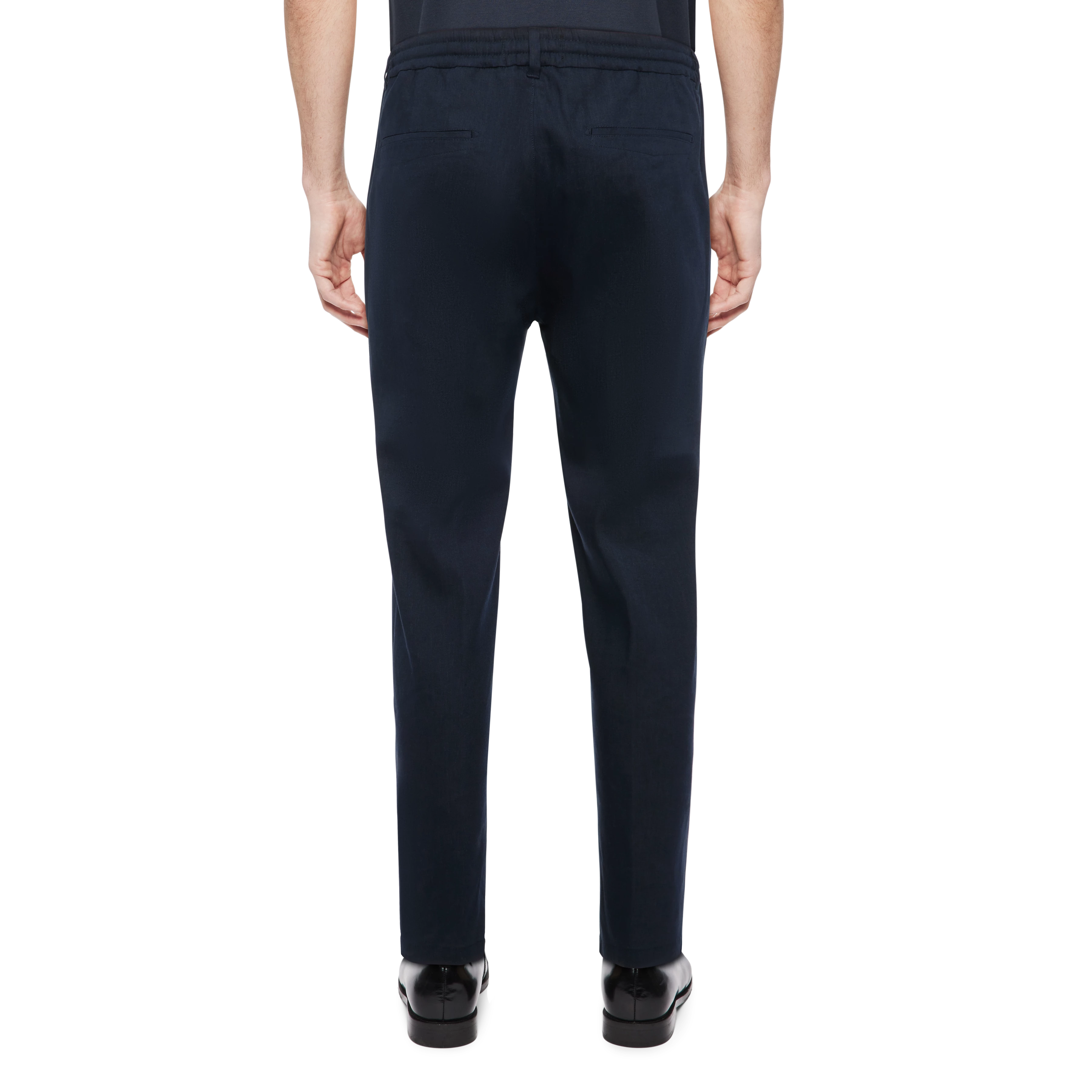 DEGER - Joggingbroek met koord in linnenmix - heren - blauw - Rückansicht