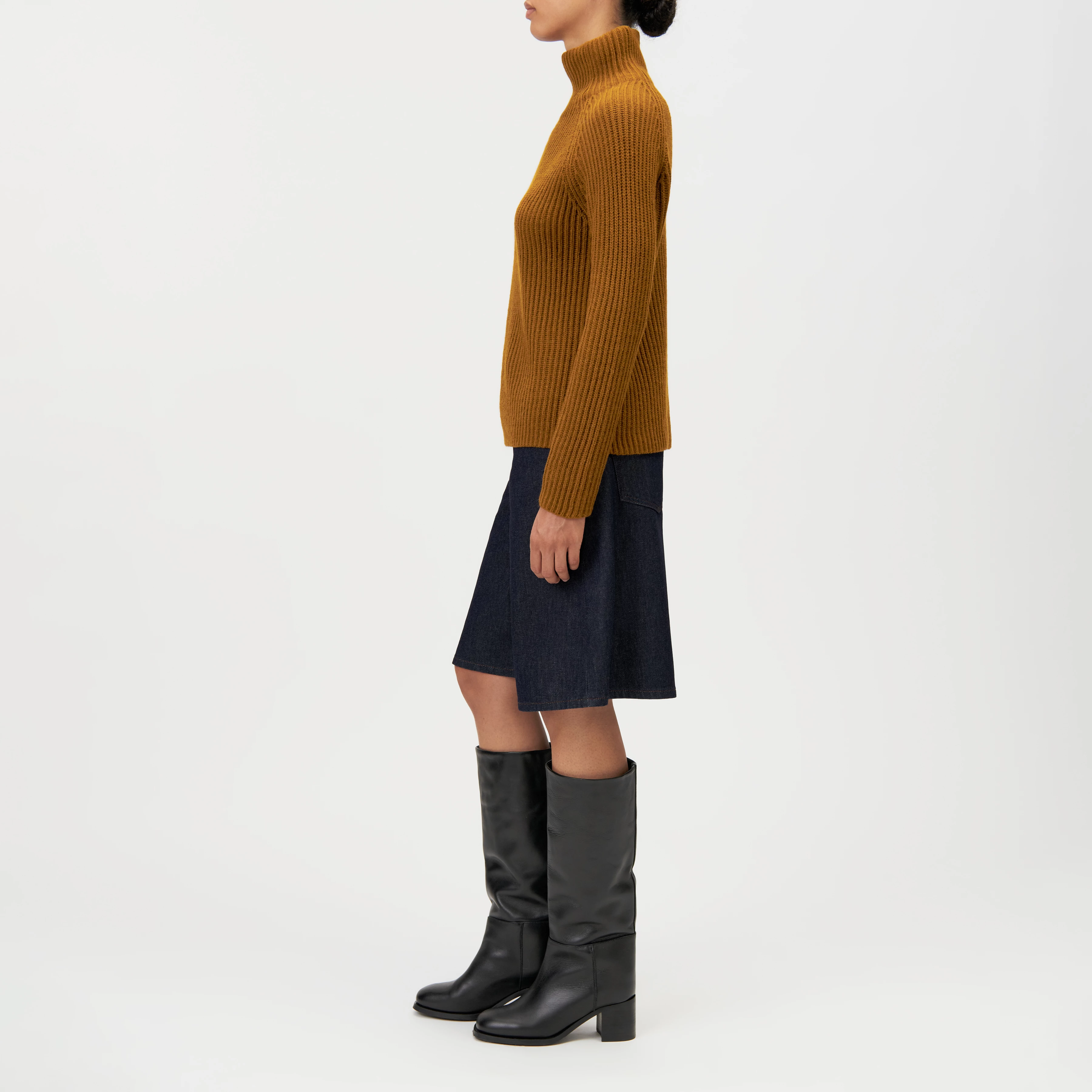 ARWEN - Rollkragenpullover in Woll-Alpakamix - Damen - braun - Seitenansicht