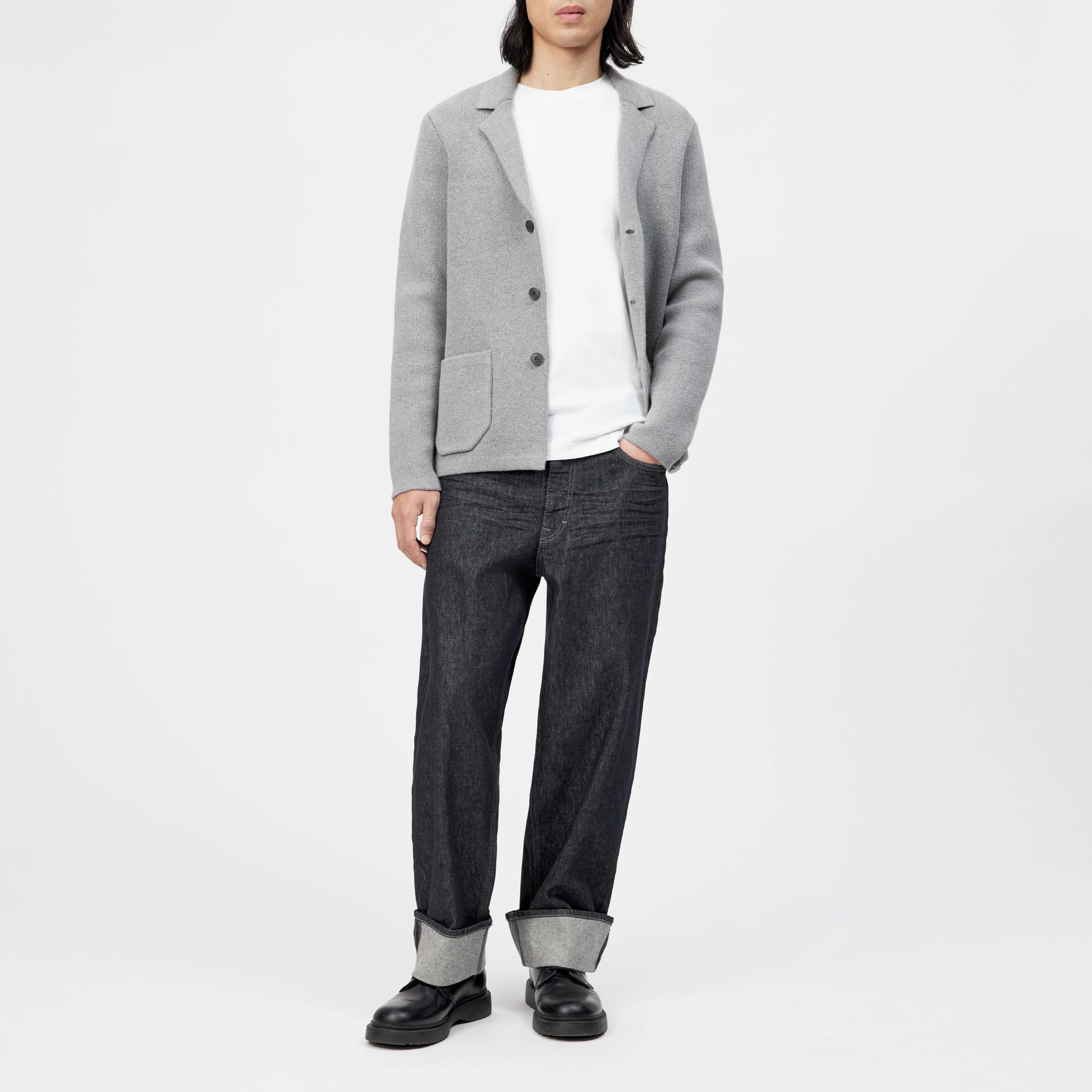 TIMMINO_2 - Cardigan en mélange de coton - men - gris - Ganzkörper-Frontansicht