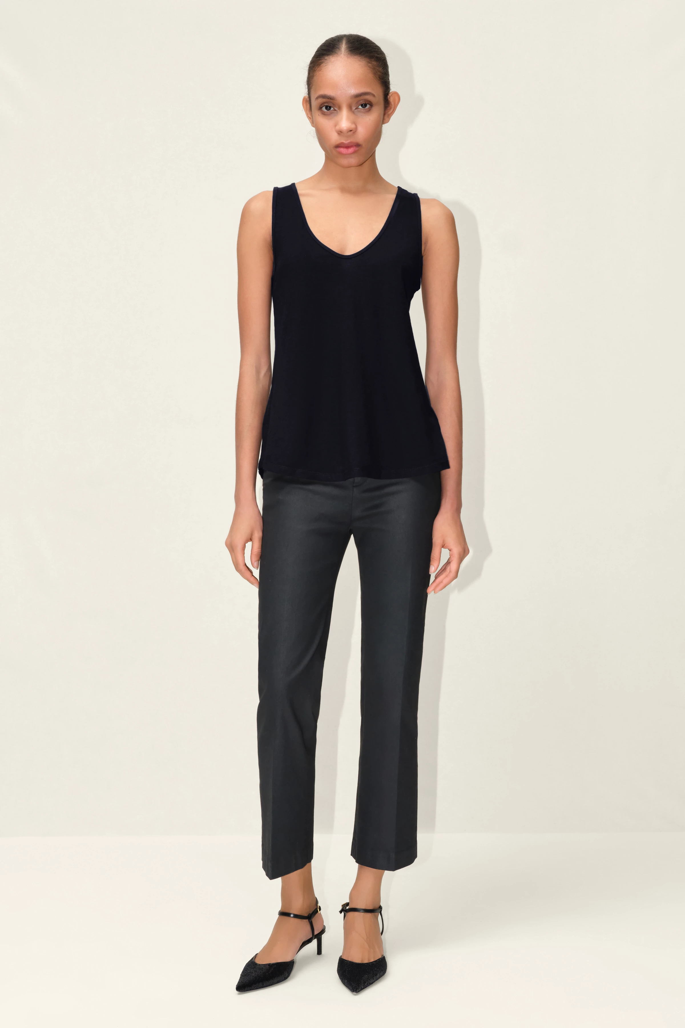 SAIMI - Jerseytop aus Baumwolle - Damen - schwarz - Ganzkörper-Frontansicht