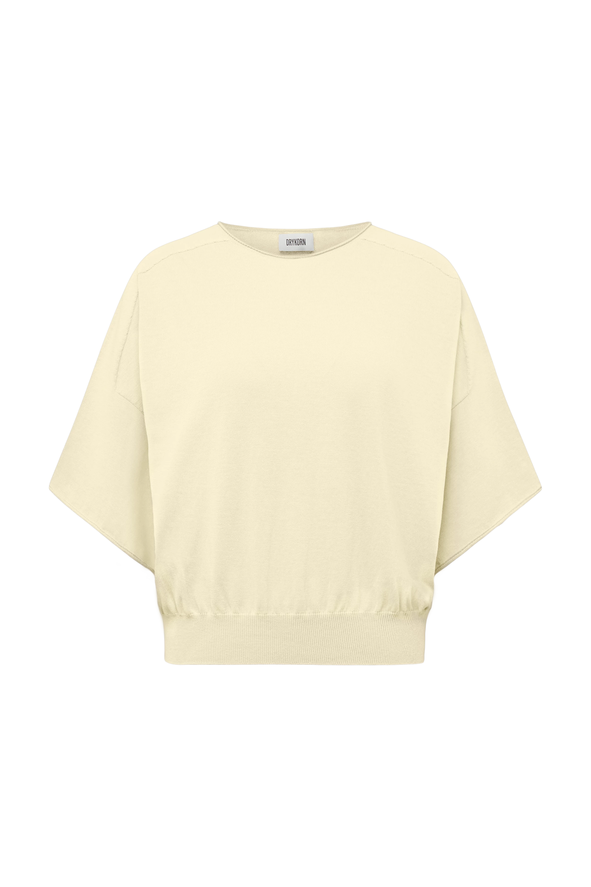 DILARY - Casual knitted T-shirt in cotton crêpe - women - yellow - Freisteller Frontansicht