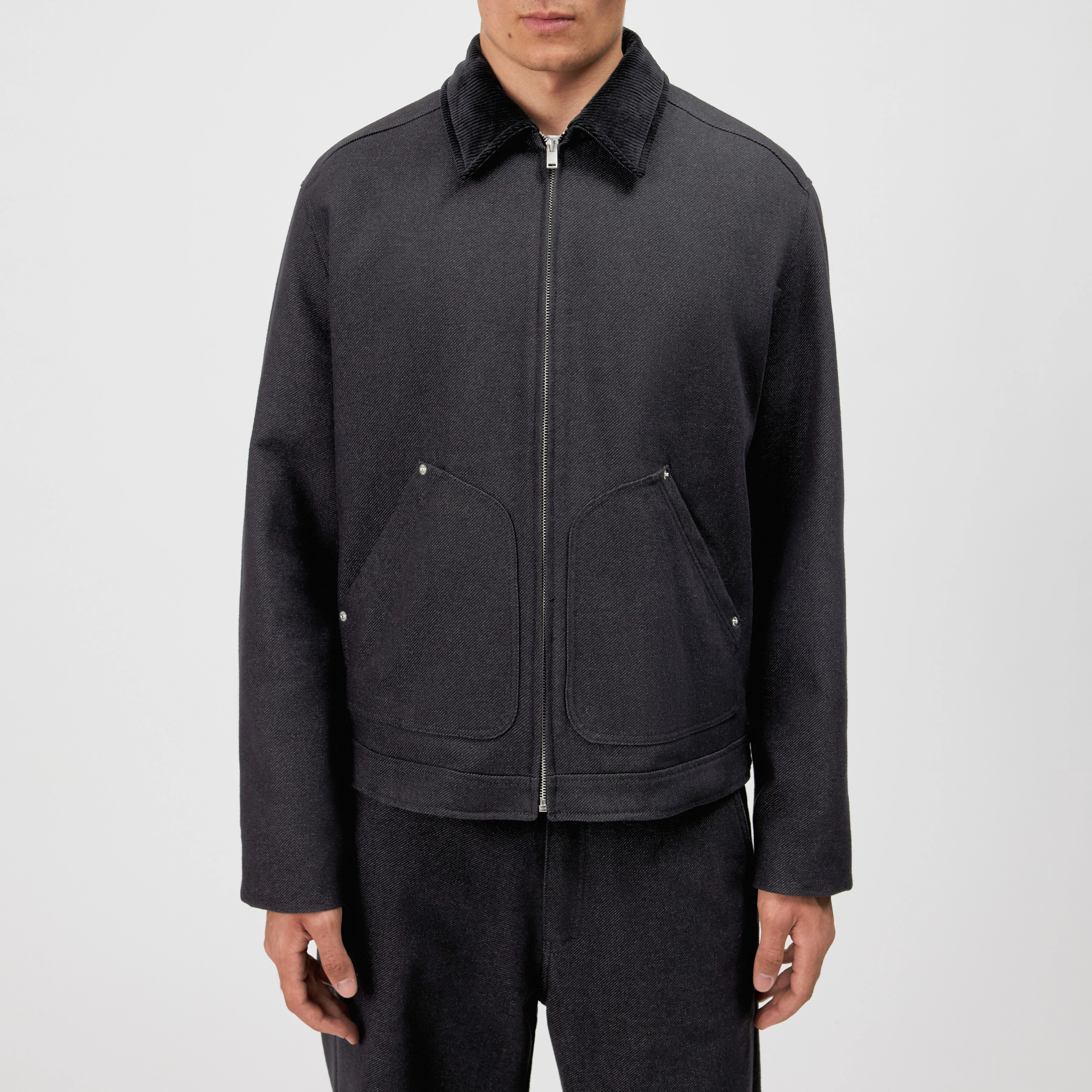 RIKALO_2 - Workwear Jacke mit Kontrastkragen in Regular Fit - Herren - grau - Frontansicht