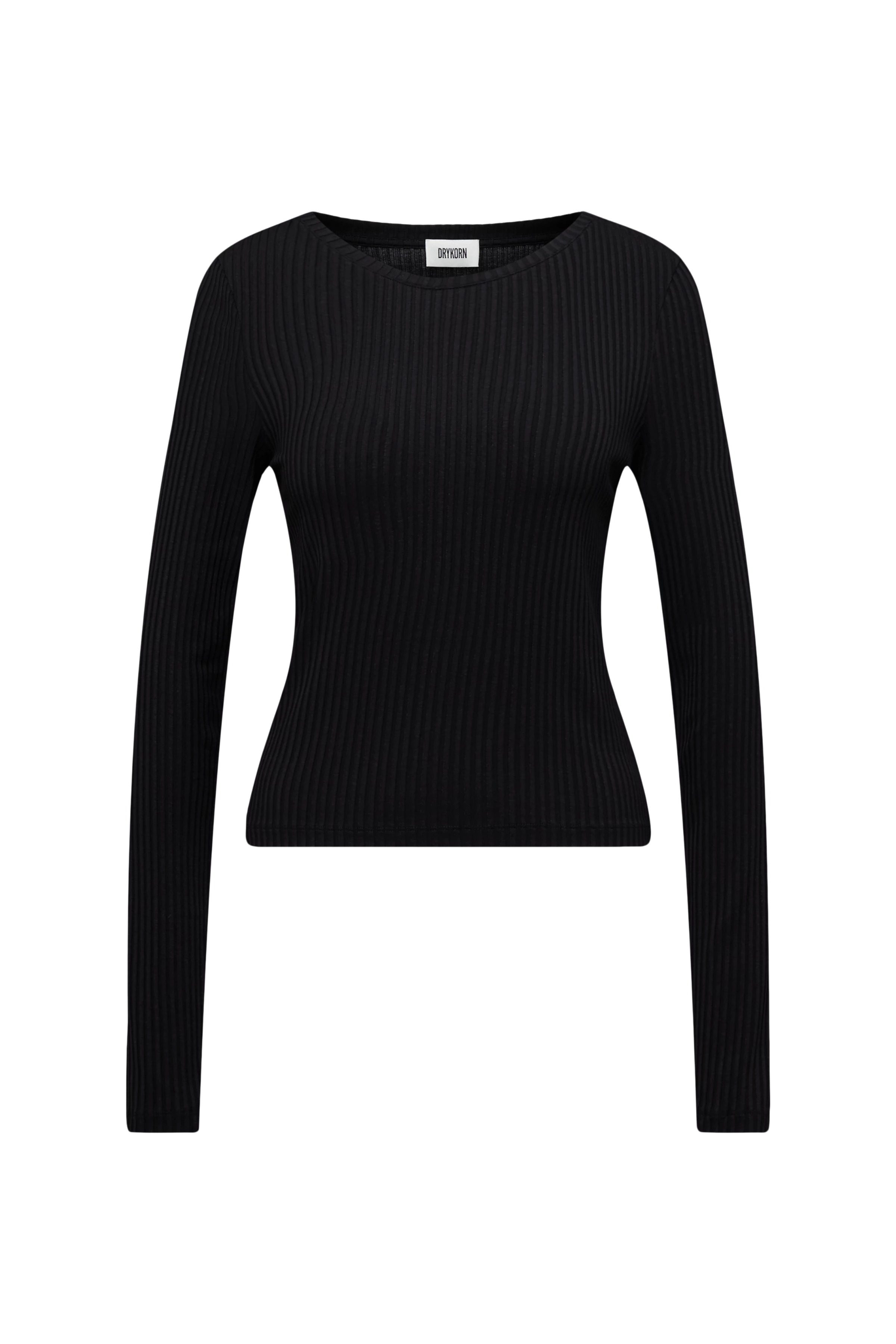 HEJUNO - Slim fit ribbed jersey long-sleeve shirt - women - black - Freisteller Frontansicht