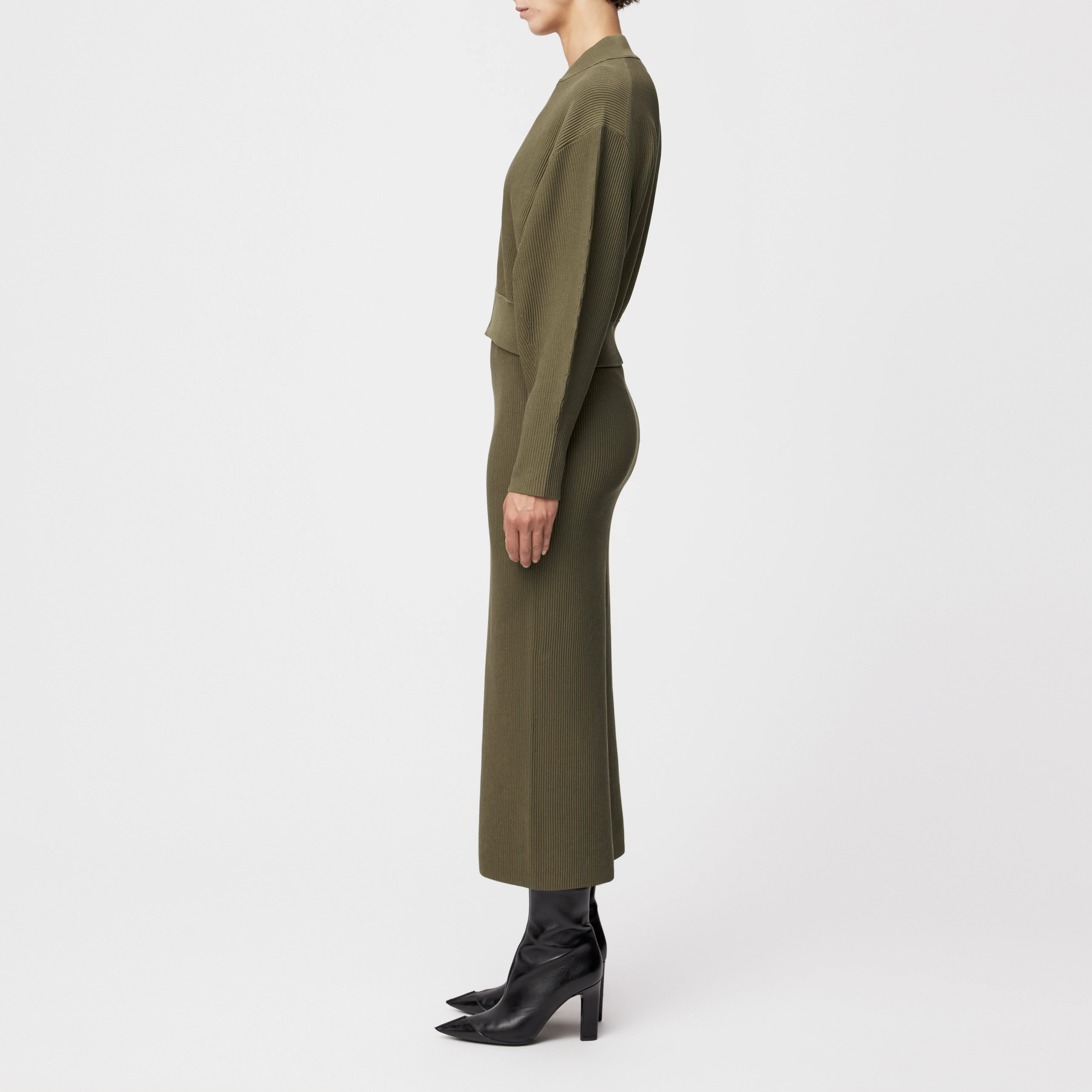 PHILOMENIA - Strick-Blouson in Baumwollstruktur - Damen - grün - Seitenansicht