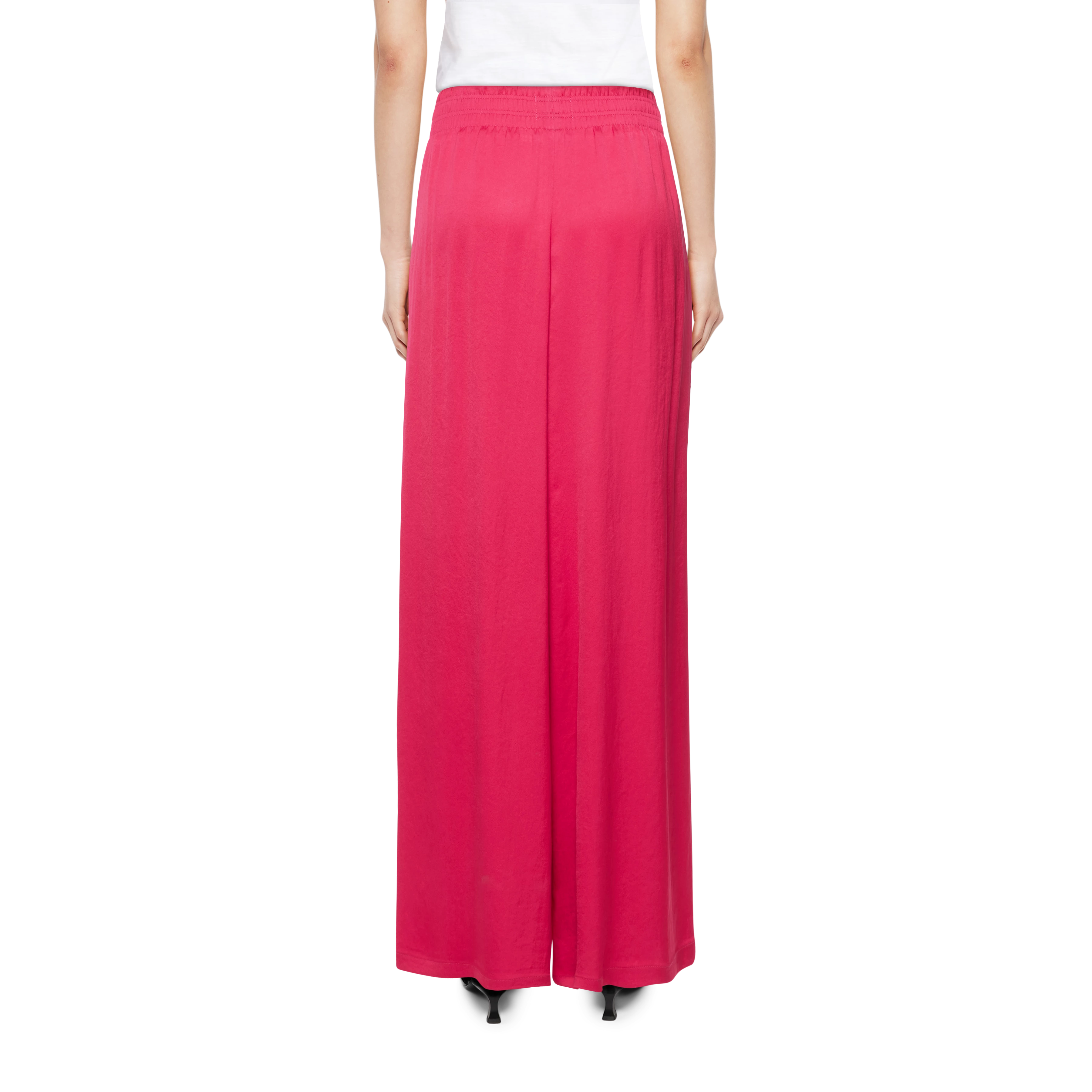 CEILING - Pantalon large en satin - women - rouge - Rückansicht