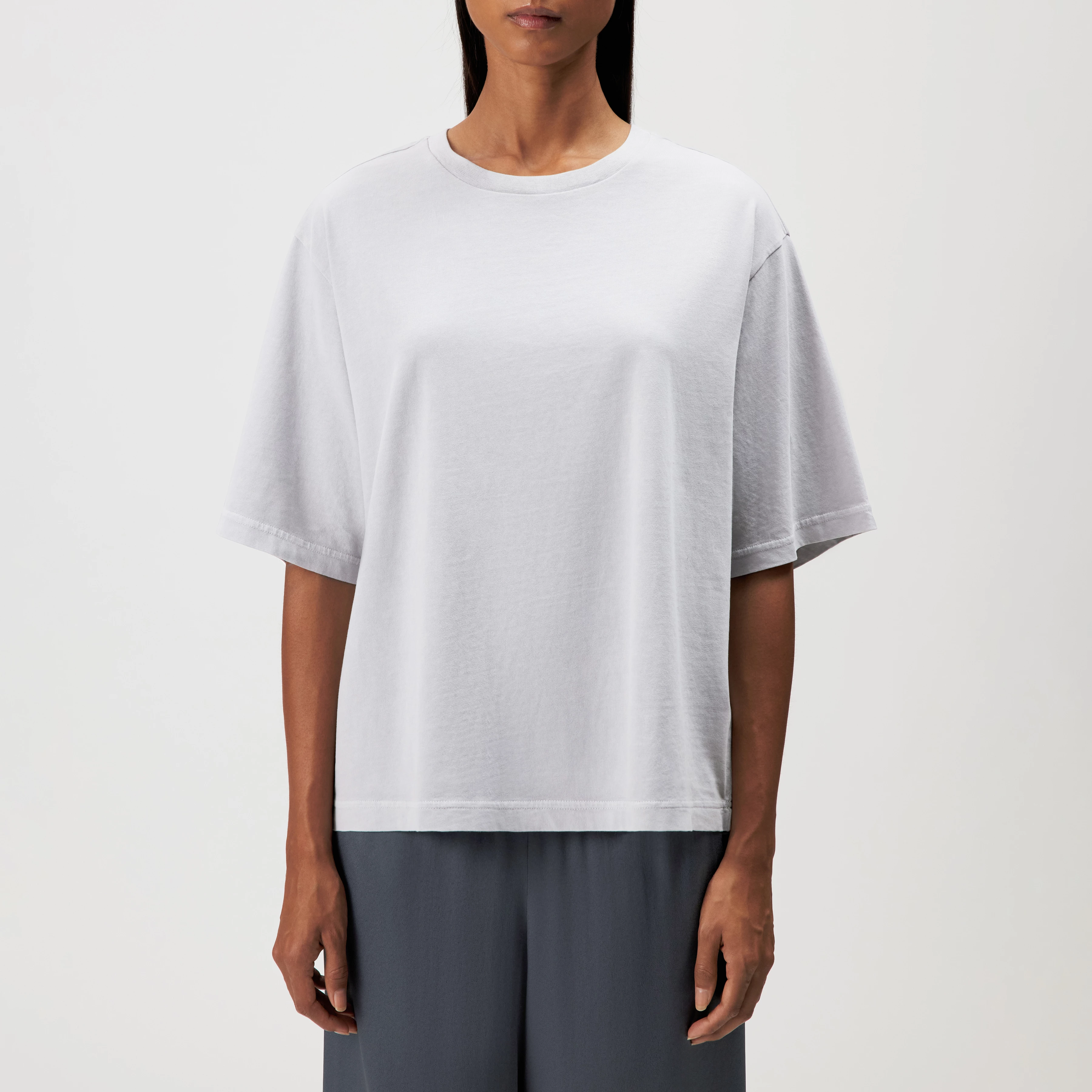 PINARA - T-shirt oversize ample en coton pur - women - gris - Frontansicht