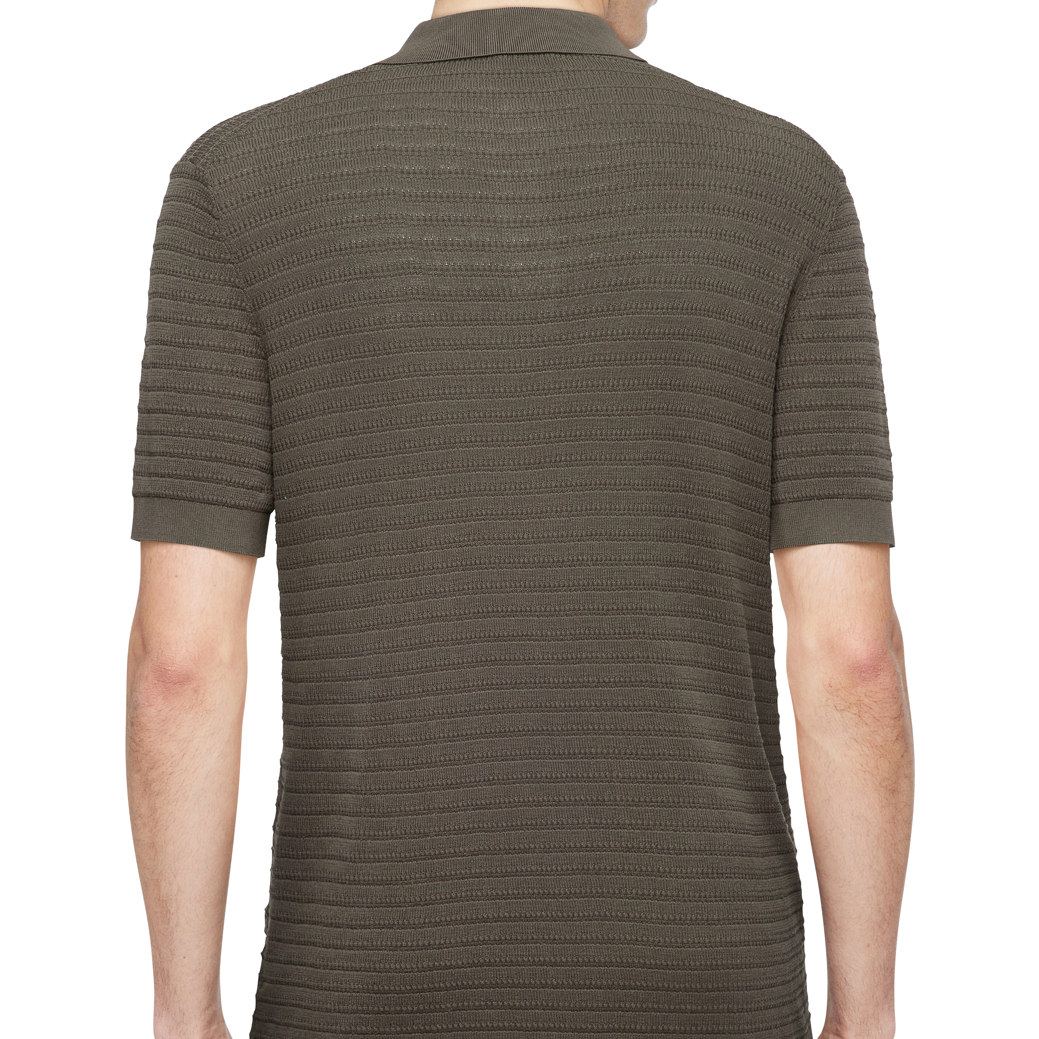 BRAIAN - Gebreide polo in gemerceriseerd katoen - heren - groen - Detailansicht am Model