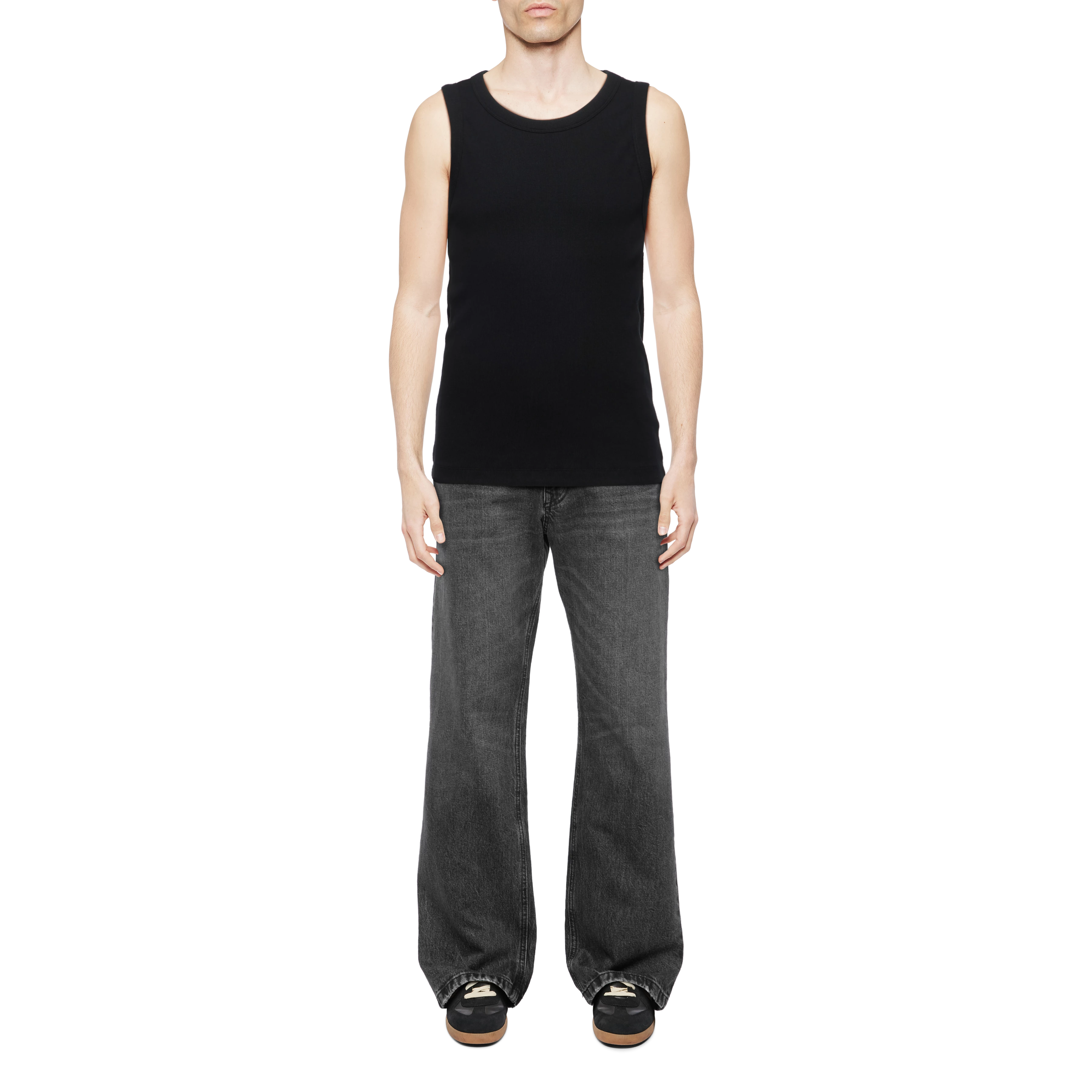 NATHAN - Body-fitted ribbed tank top in cotton - men - Natural Aluminium - Ganzkörper-Frontansicht
