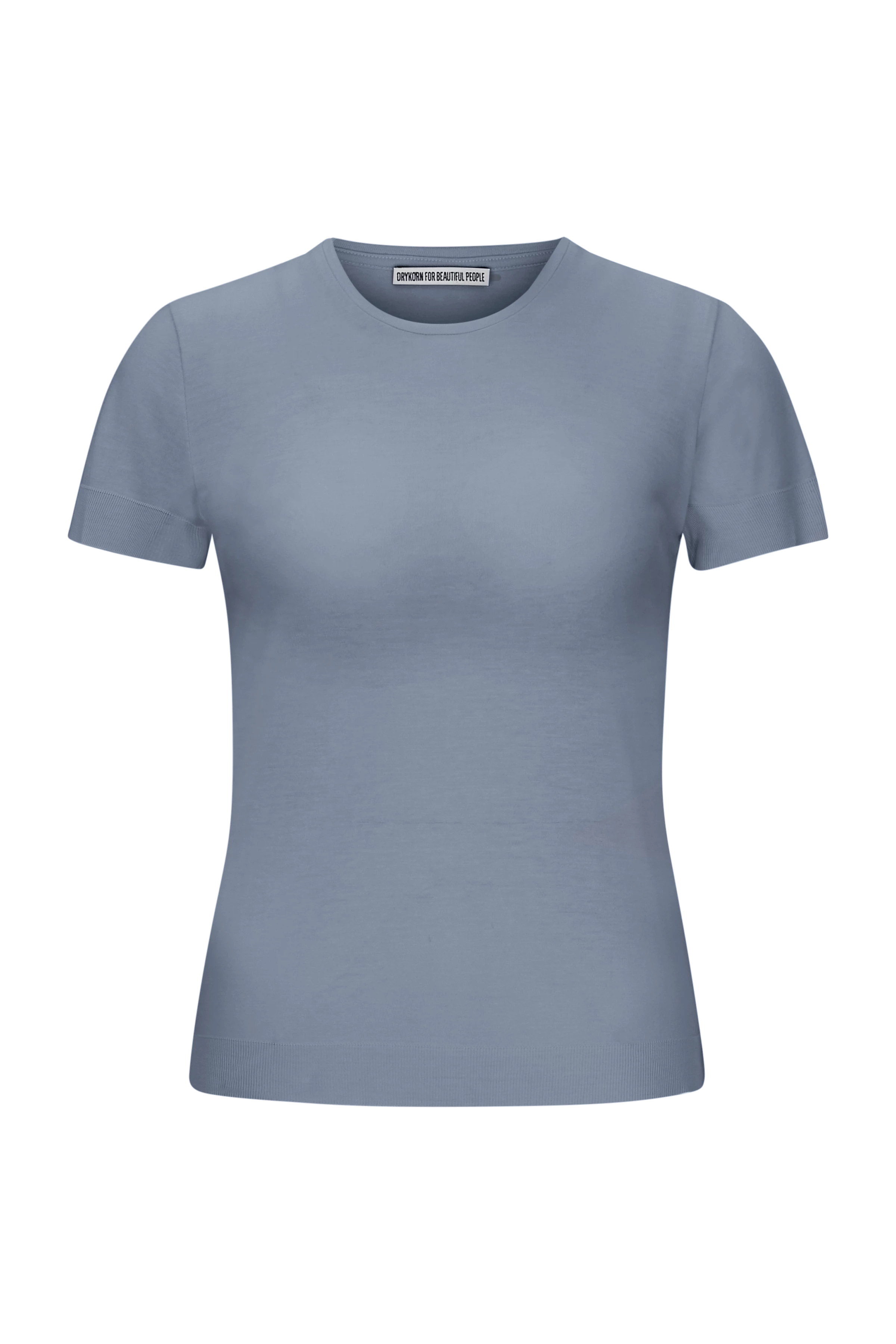 KOALE - Schmales T-Shirt in Strickoptik - Damen - blau - Freisteller Frontansicht