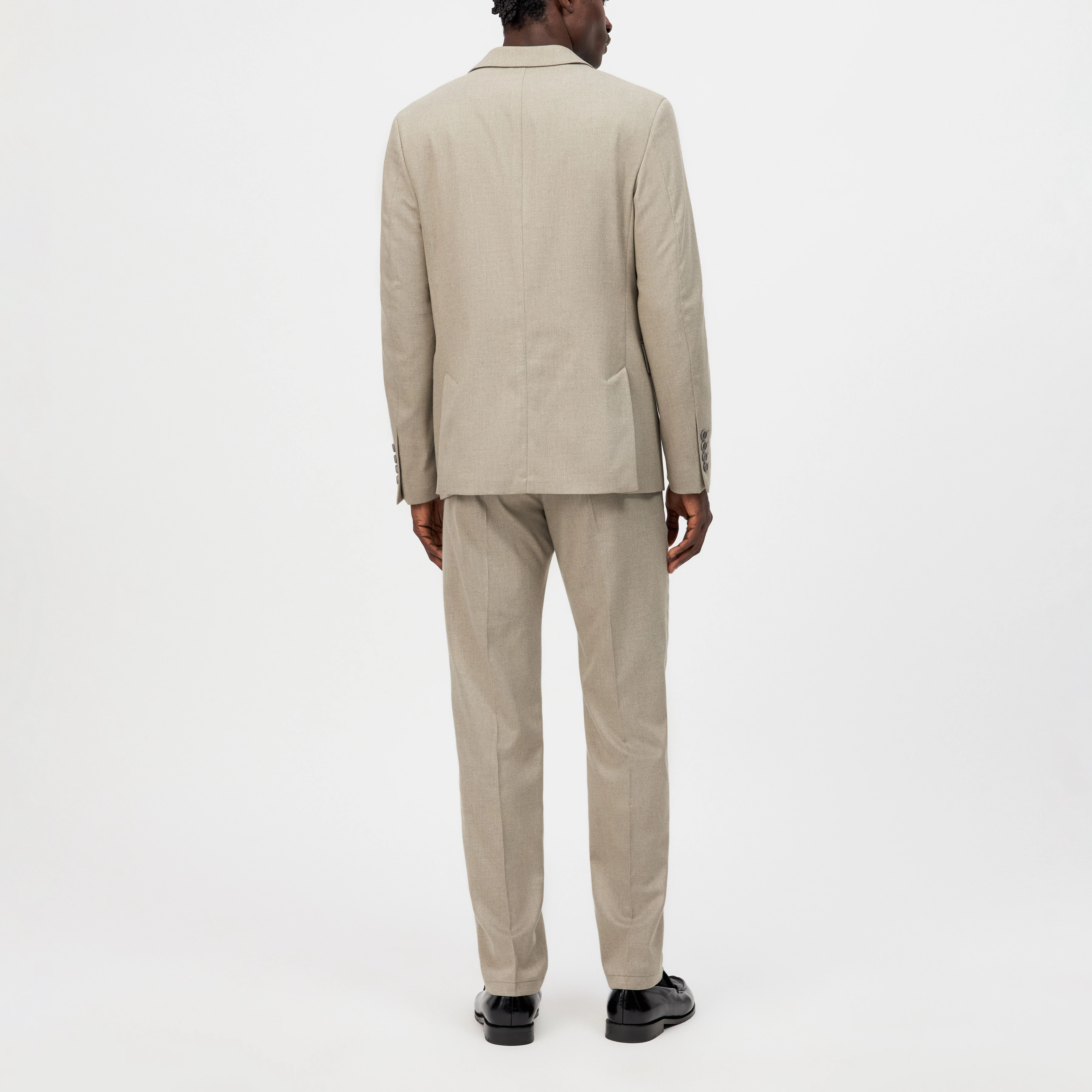 YAMES - Single-breasted jacket in soft flannel - men - beige - Rückansicht