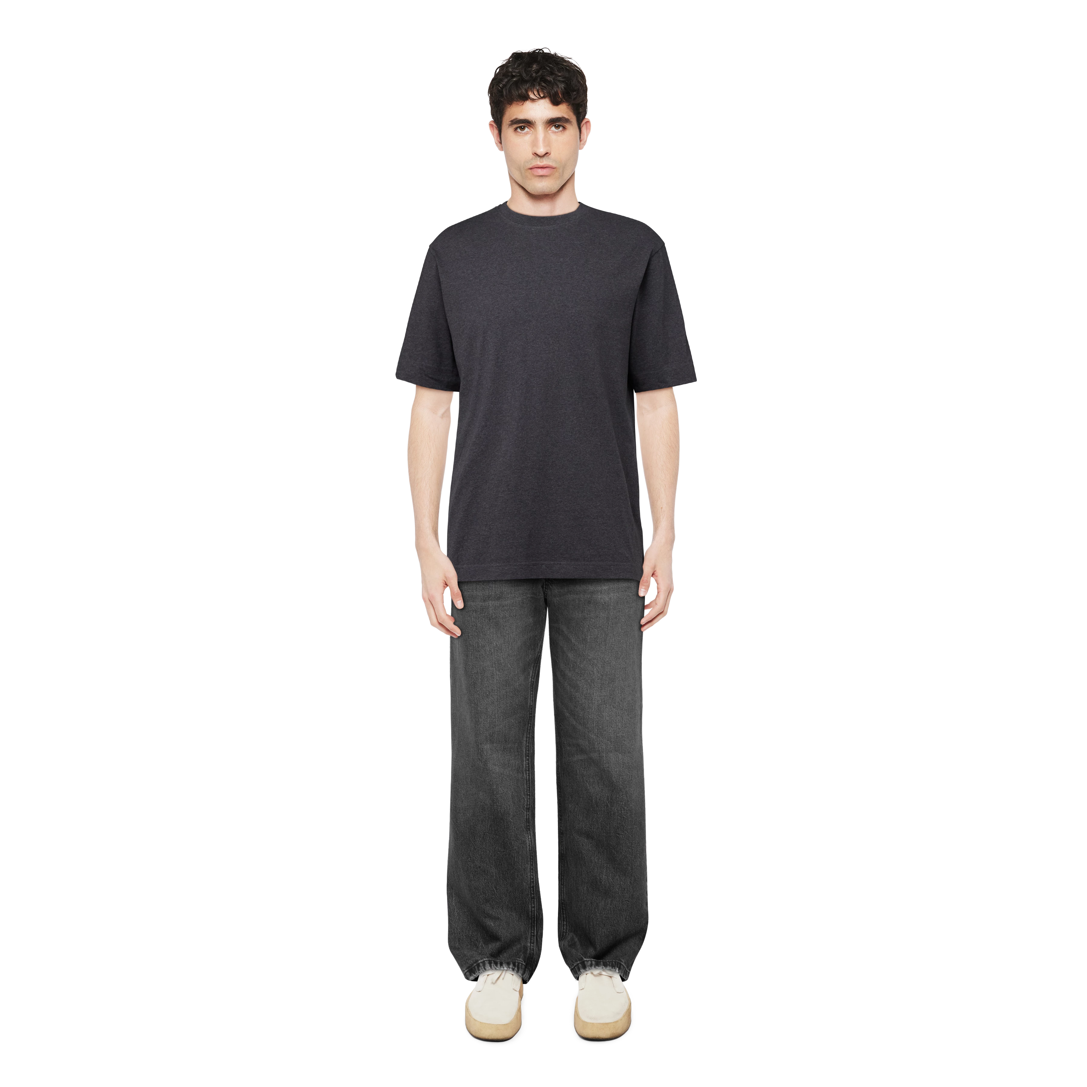 RAPHAEL - T-Shirt in reiner Baumwolle - Herren - grau - Ganzkörper-Frontansicht