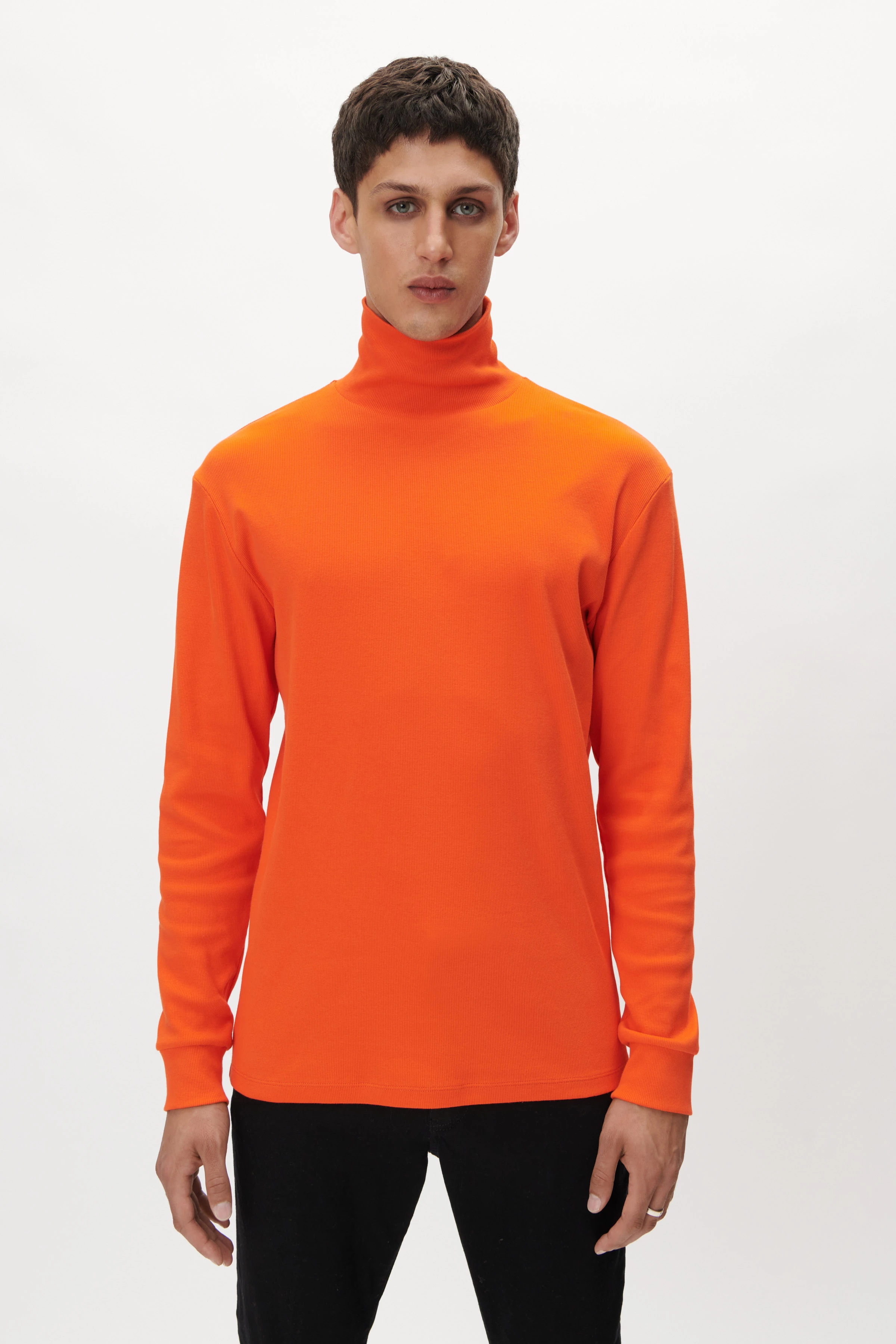 EMANUEL - Turtle pullover in rib - men - orange - Frontansicht