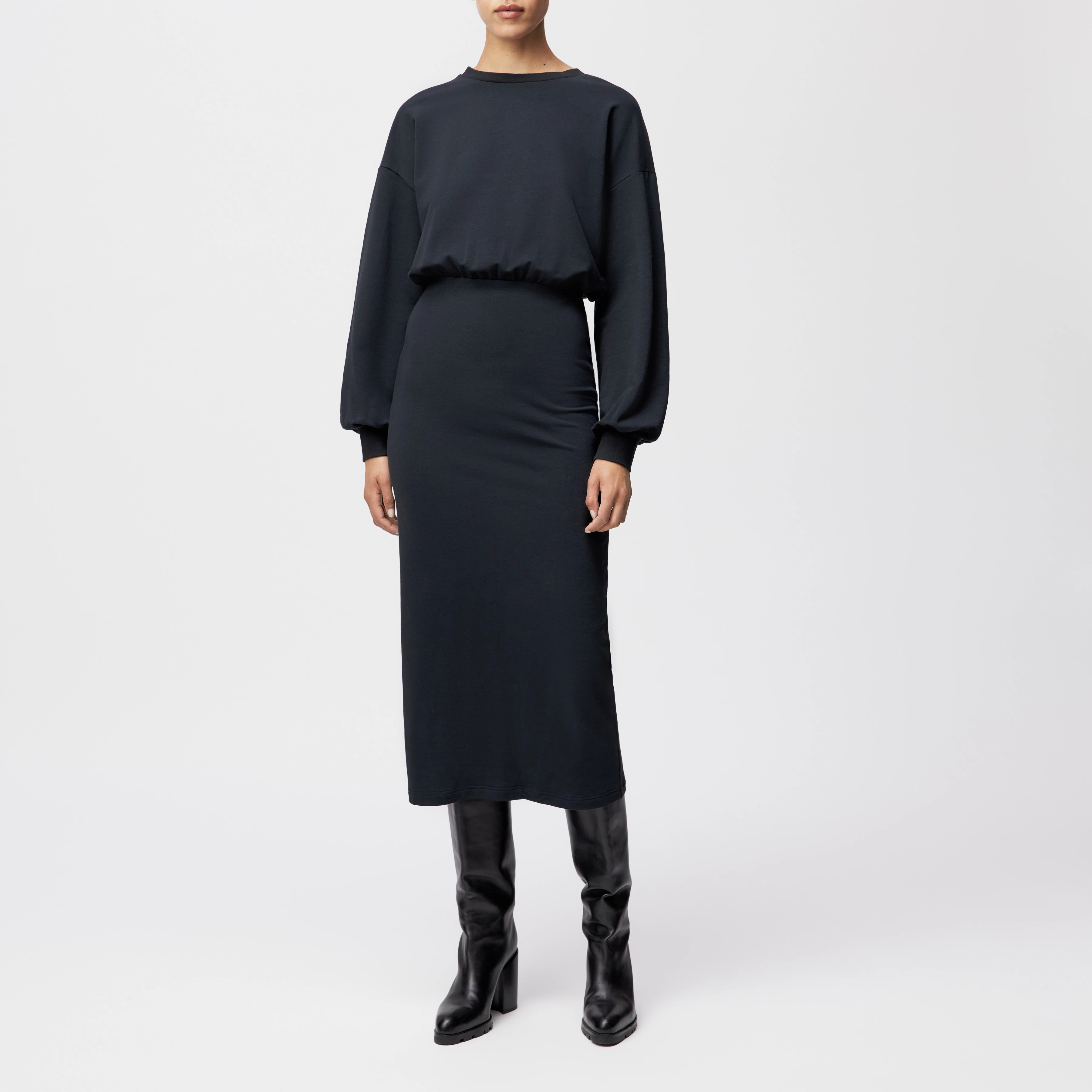 VILIAN - Kleid in Baumwoll-Mix - Damen - schwarz - Ganzkörper-Frontansicht