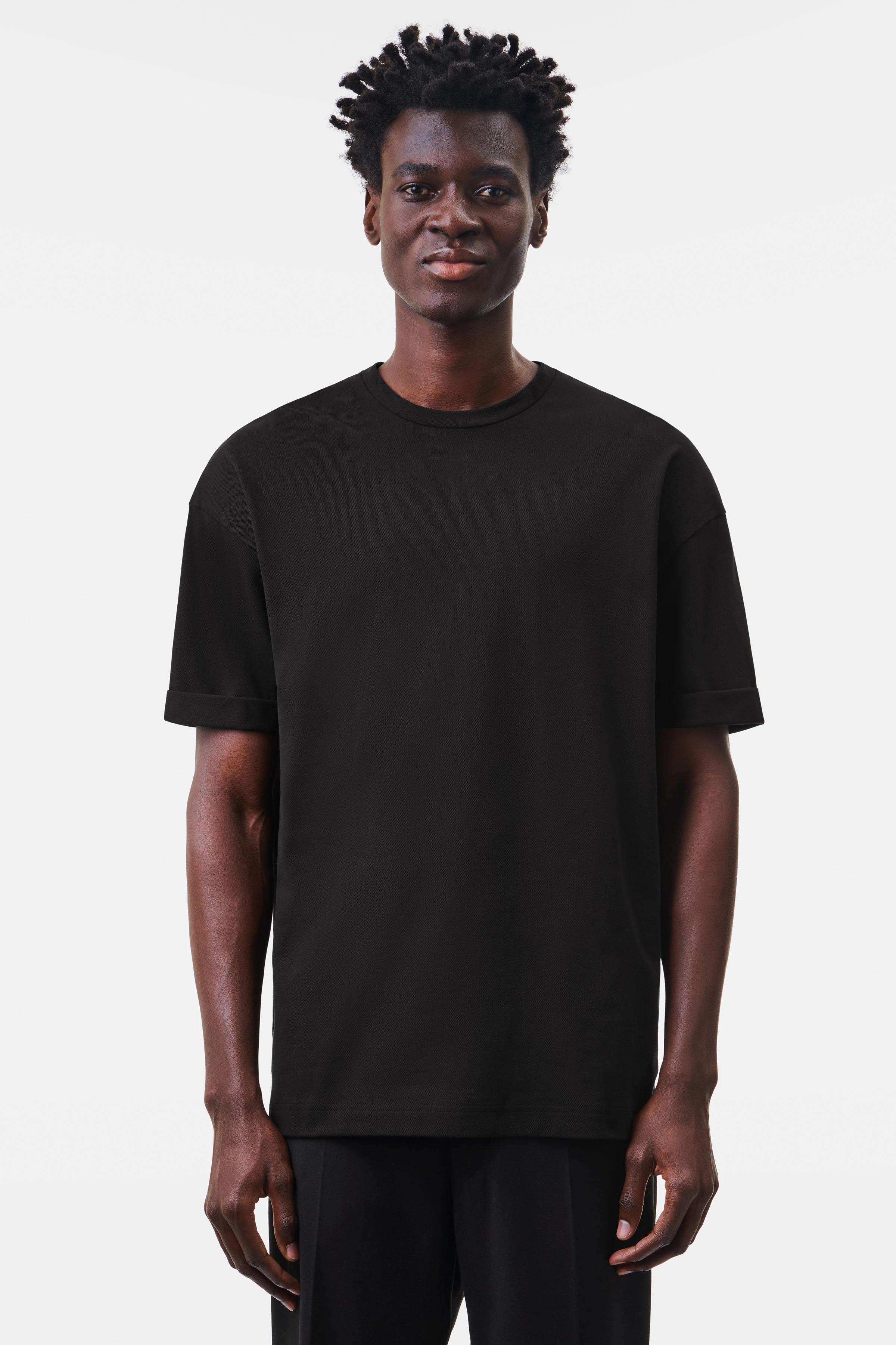 THILO - relaxed fit t-shirt in cotton blend with piqué - men - Natural Aluminium - Frontansicht