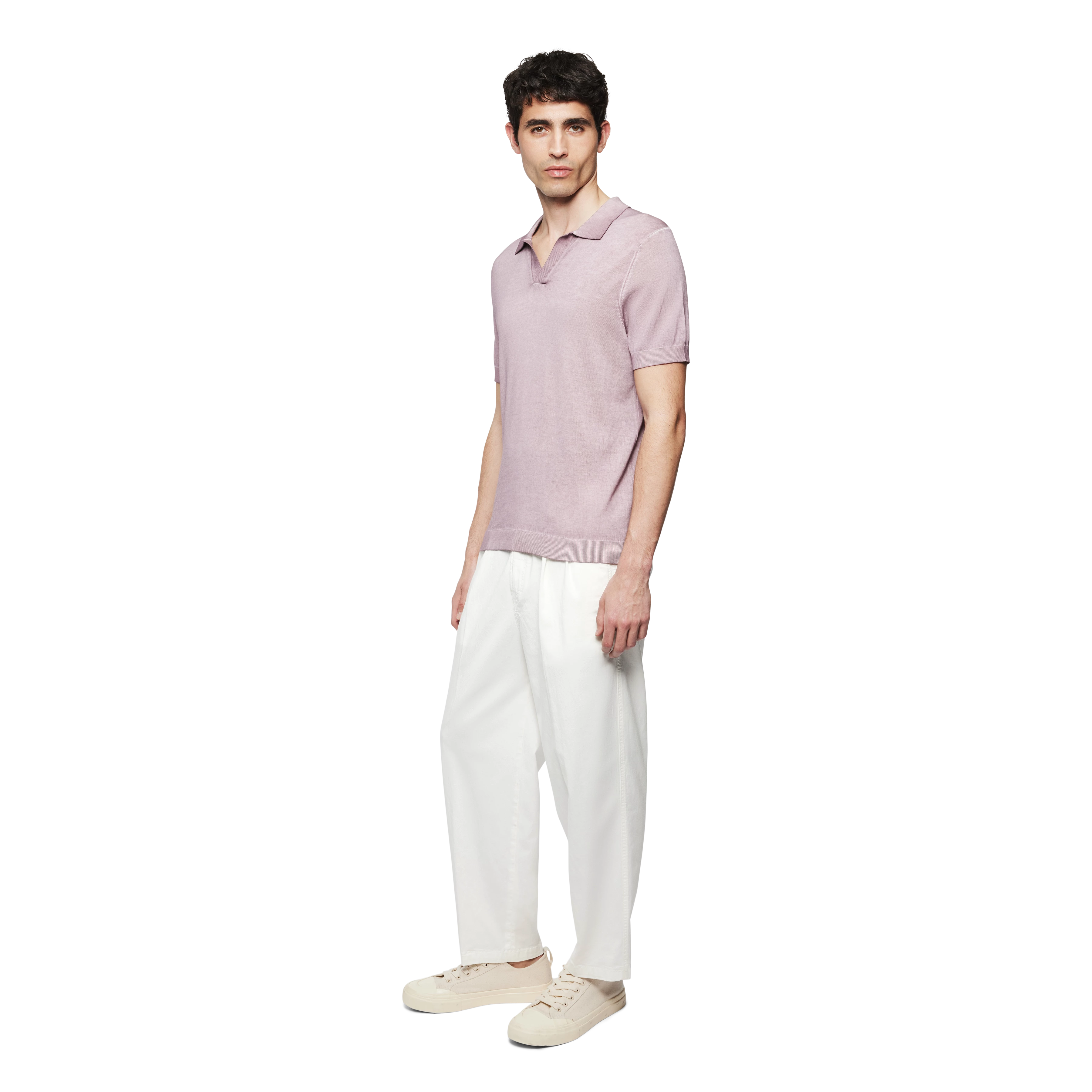 BRAIAN - Strick-Polo in Supima Baumwolle - Herren - lila - Seitenansicht