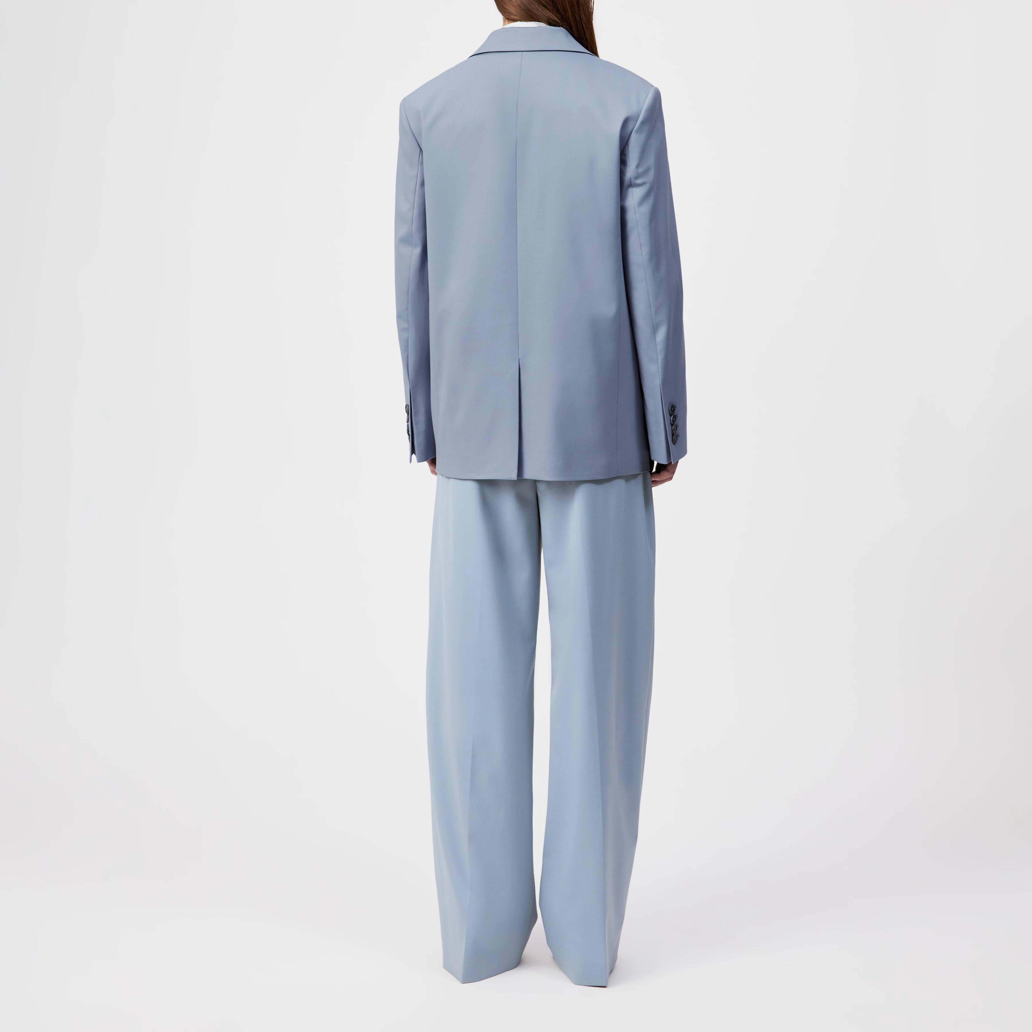 MOWTIE - Casual single-breasted blazer in wool blend - women - blue - Rückansicht