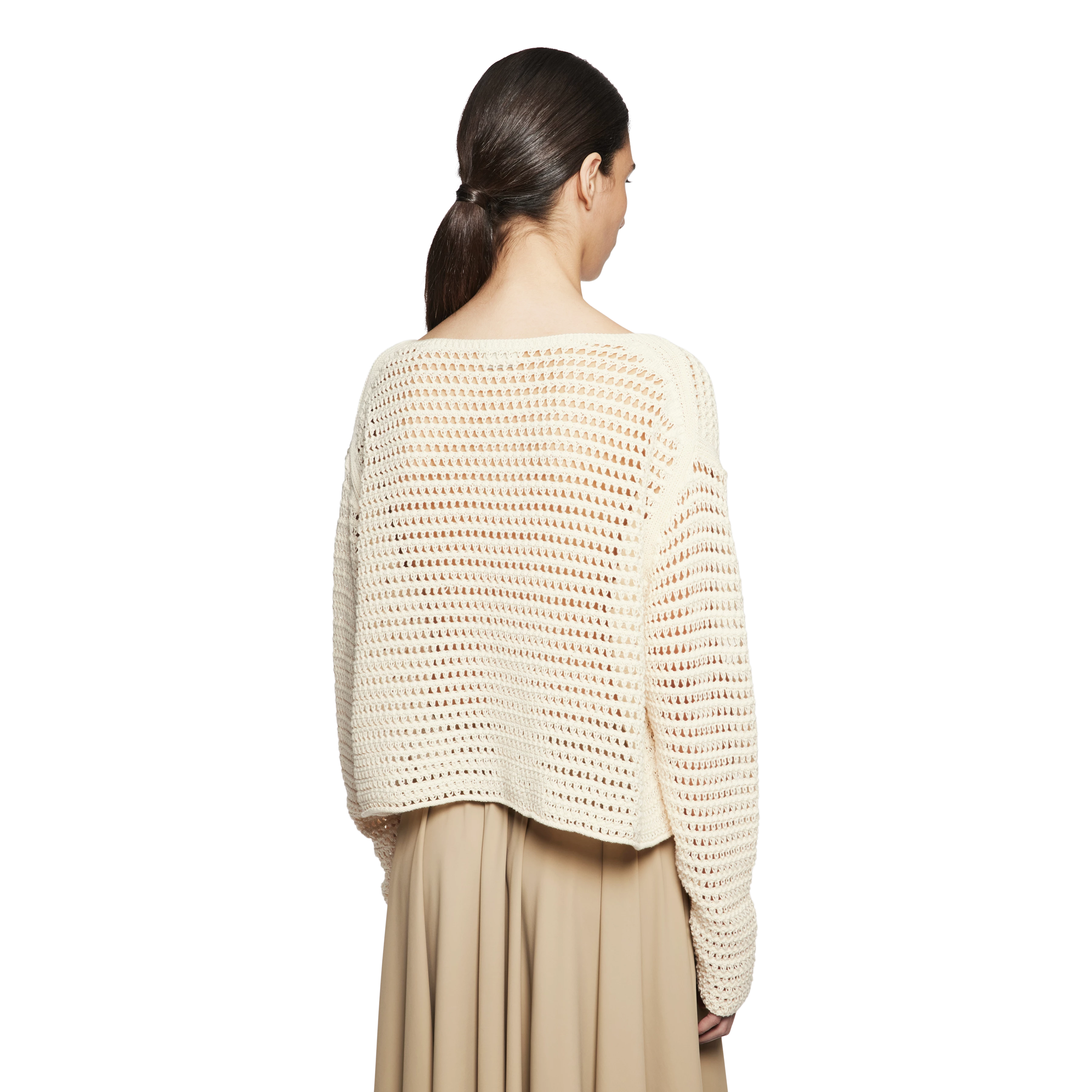 IMENIA - Verkürzter Pullover in Häckelstruktur - Damen - beige - Rückansicht